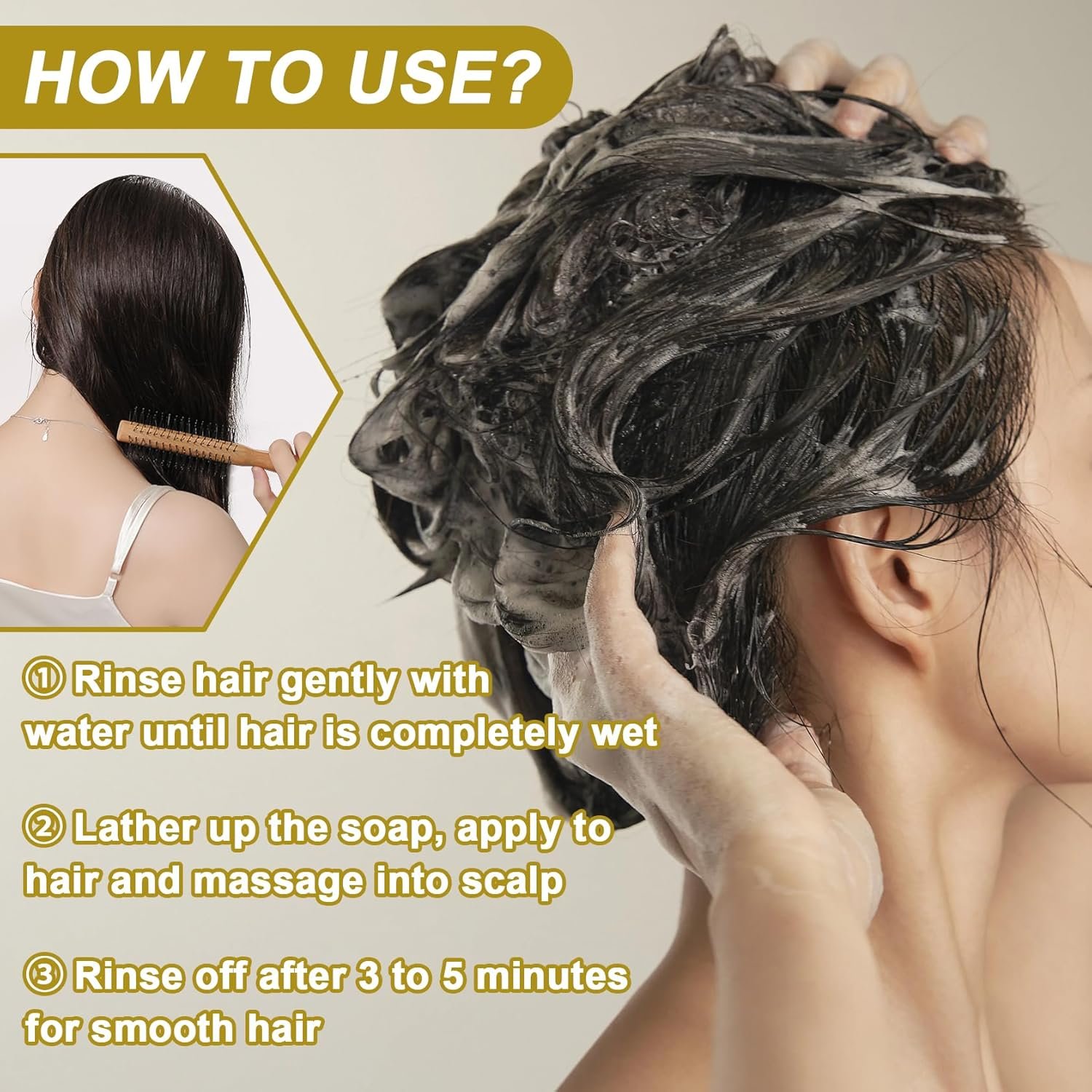 3PCS Ginger Shampoo Bar, Oil Control Refreshing Bars Shampoo for Men and Women, Multipurpose Gentle Moisturizing Cleansing Soap Bar for Face Hand Bath - Image 4