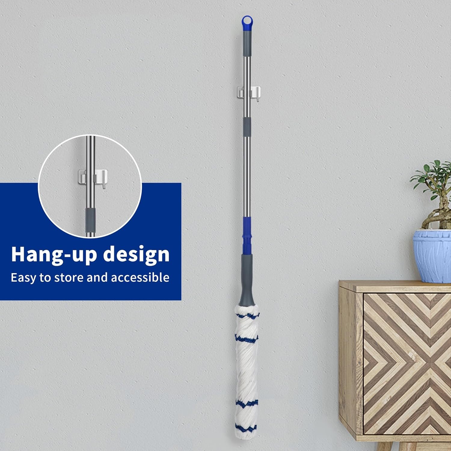 Self-Wringing Twist Mop Cotton Rotating Dry & Wet Mops with 2 Reusable Heads for Floor Cleaning Kitchen Bathroom Hardwood Vinyl Tile Laminate Household Office (White Style 2) - Image 7