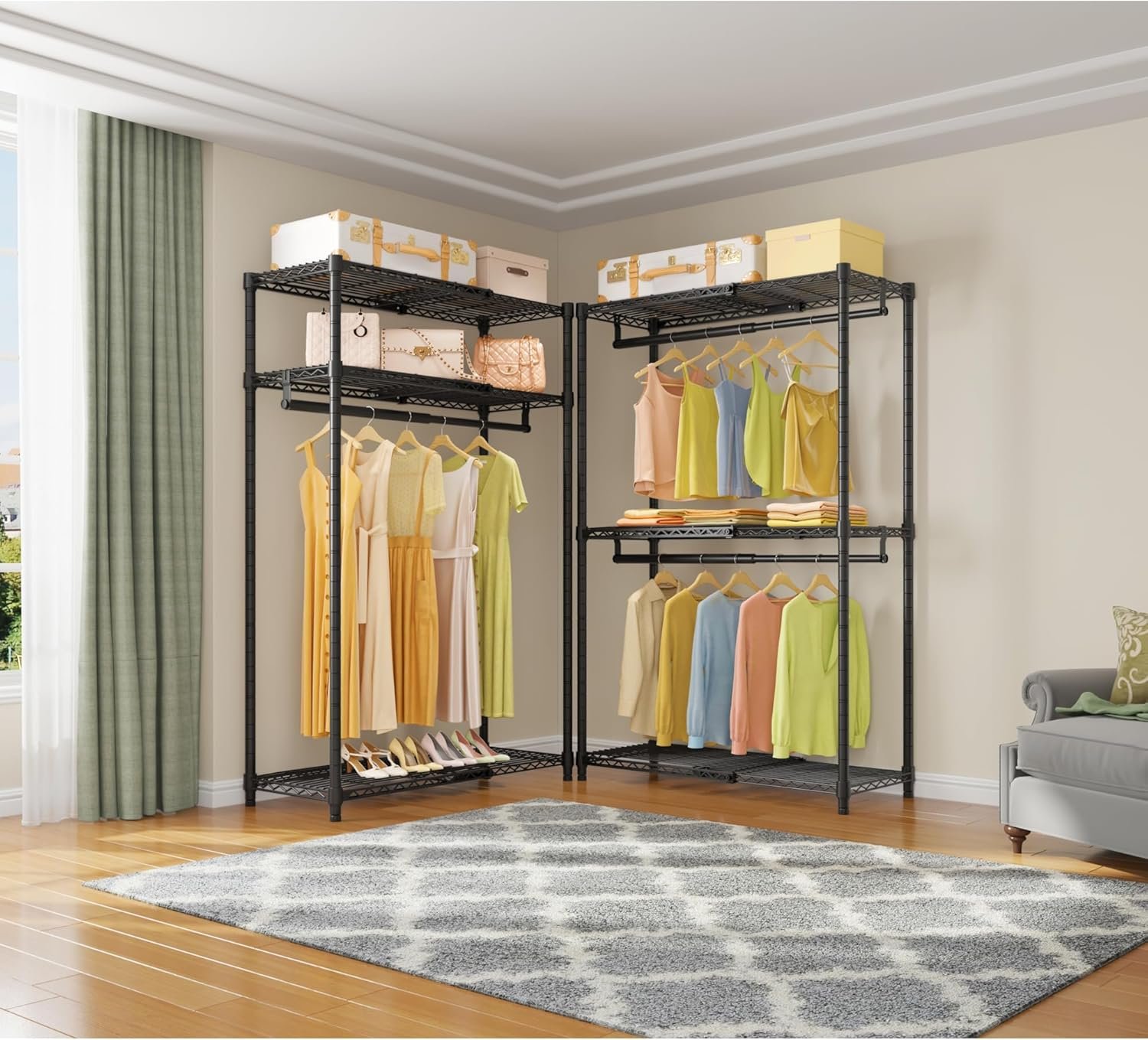 VIPEK X1 Expandable Clothes Rack Heavy Duty Adjustable from 2' to 3'5" with Adjustable Shelves and Hanger Rods, Reach-in & Walk-in Closets Metal Garment Racks Portable Closet, Black - Image 8