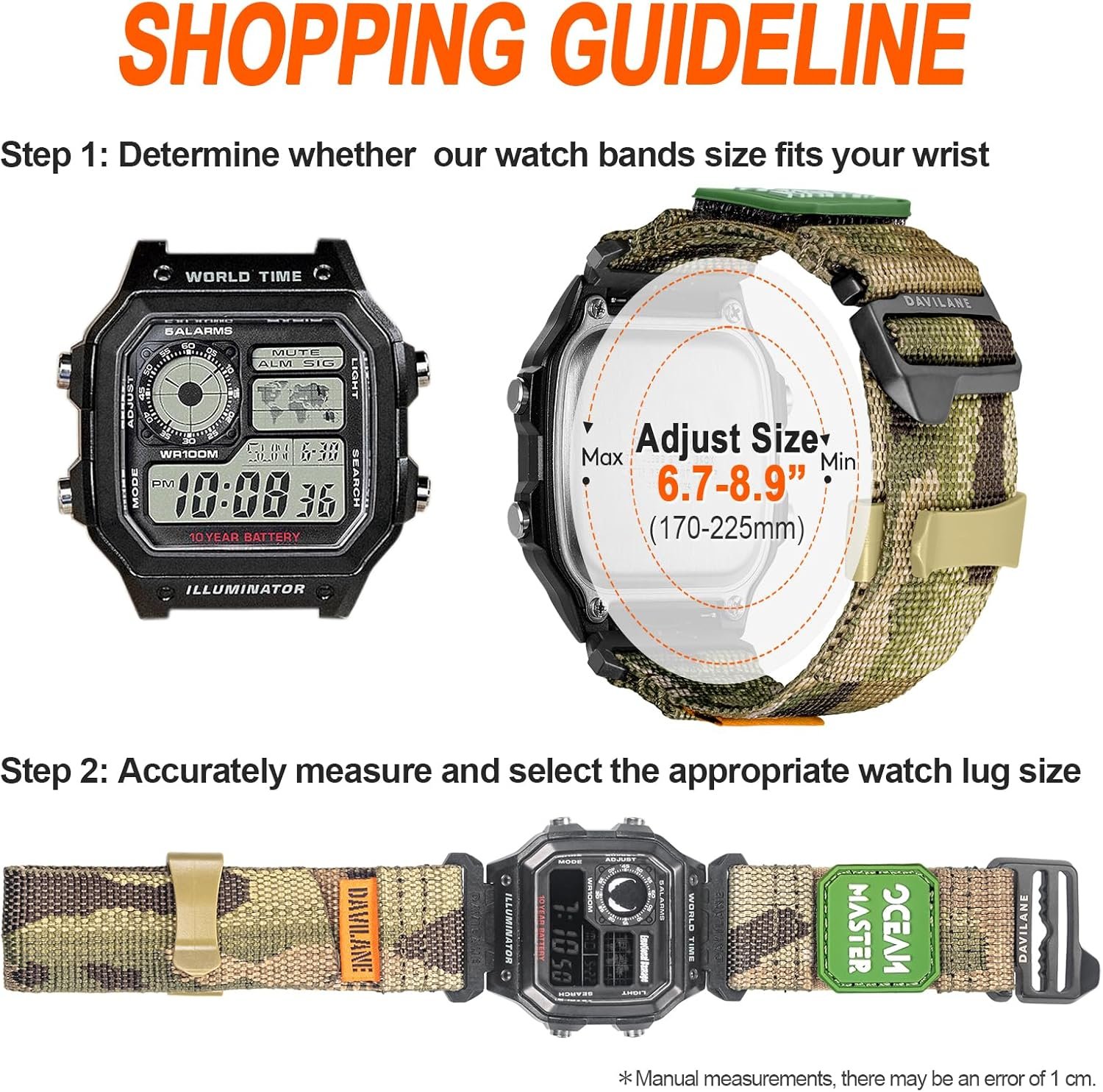 18mm Replacement Band for Casio G-Shock DW-H5600 AE-1000W/1100W/1200/1300/1500WH,W-800H,MRW-200H,F-108WH F-91W,A158WA G-Hook & Badge Decoration Design Nylon Casio Watch Bracelet - Image 8