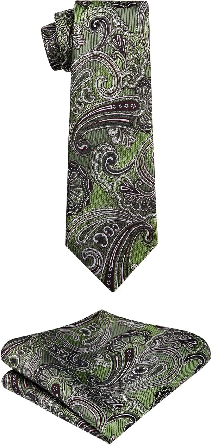 HISDERN Mens Dress Shirt with Tie Pocket Square Set Classic Button Down Shirt Matching Tie Long Sleeve Shirts - Image 6