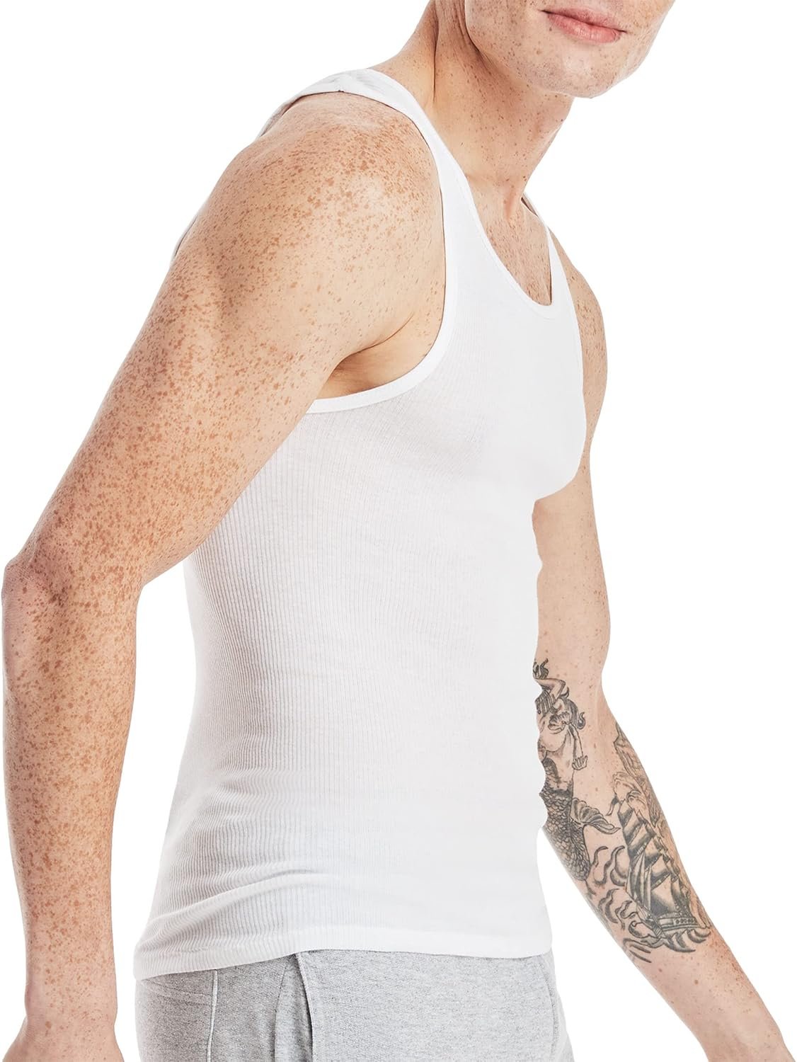 Hanes Men's, Moisture-Wicking Ribbed, Lightweight Cotton Tank Undershirts, Multi-Pack - Image 5