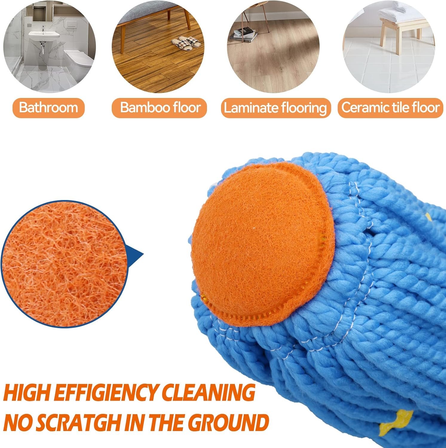 Self-Wringing Twist Mops for Floor Cleaning, Microfiber Floor mop with 57 " Long Handle, Easy Wringing Mop for Hardwood Commercial Household Clean - Image 3