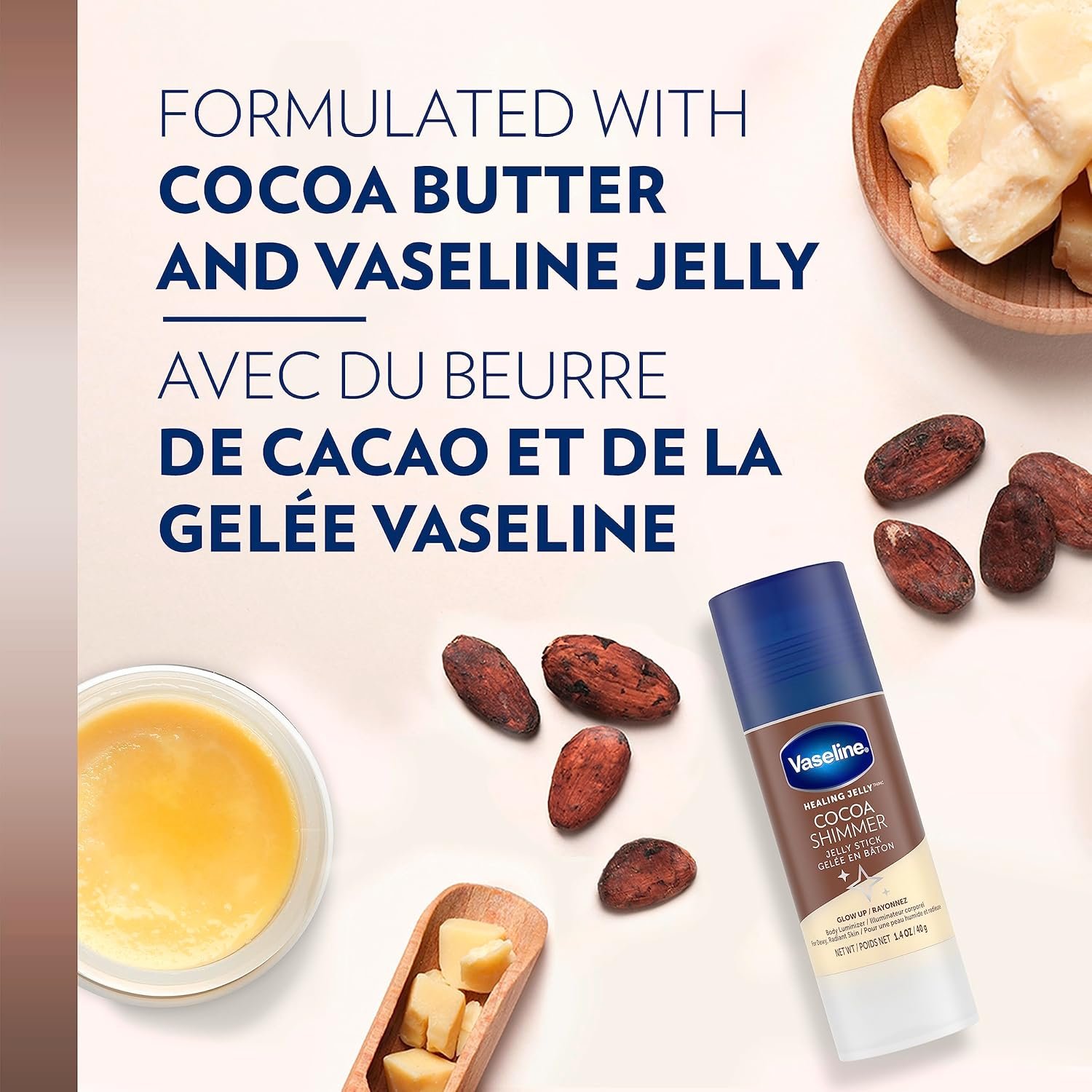 Vaseline Cocoa Shimmer Jelly Stick – Non-Greasy Moisturizer for Glowing Skin, Face & Body Lotion, Travel-Size, 1.4 Oz Ea, Pack of 3. - Image 7