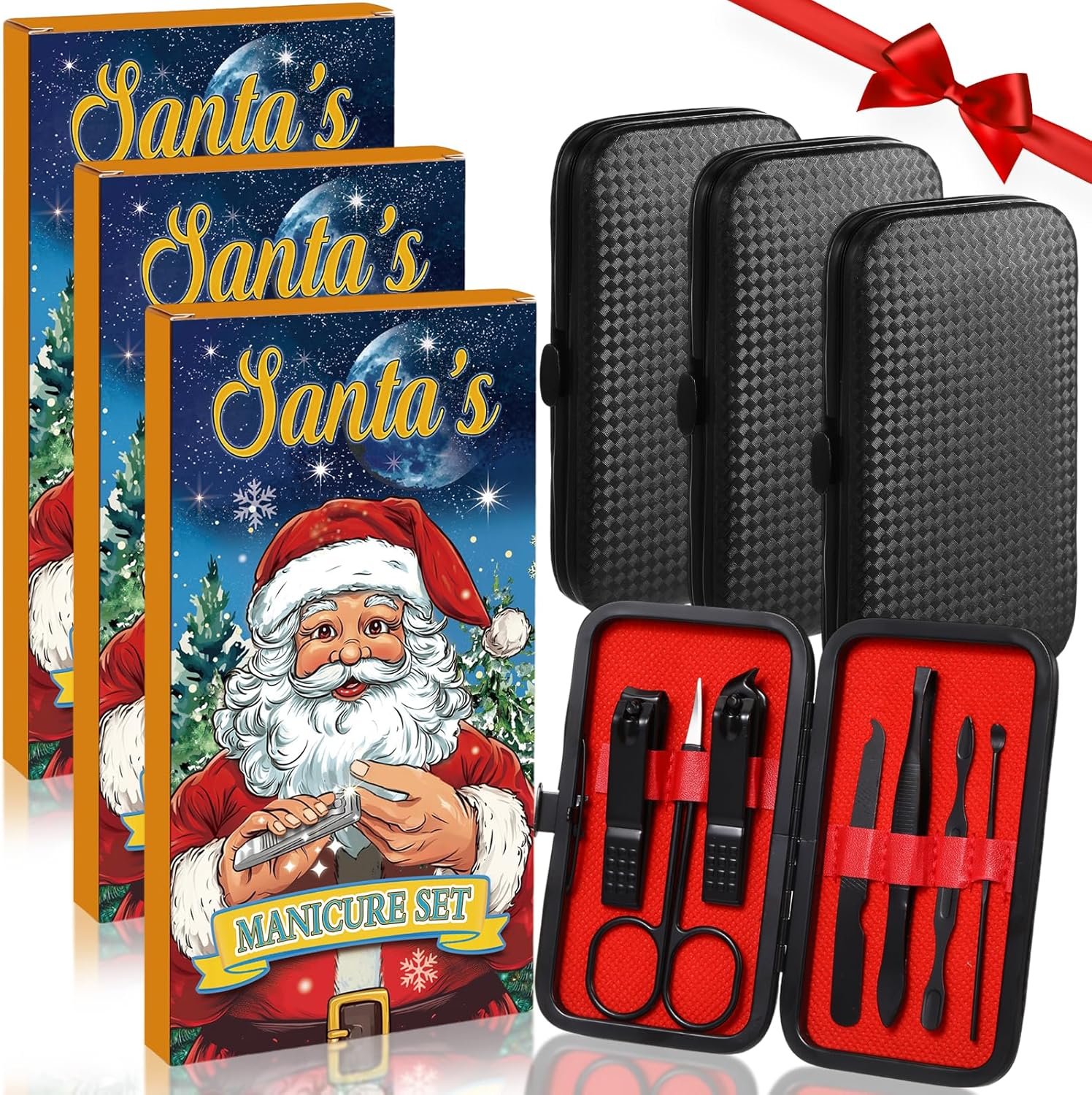 Honoson 3 Sets Manicure Kit 7 in 1 Christmas Stocking Stuffers for Men Nail Clippers Set Nail Kit Manicure Set Pedicure Kit Grooming Kit Nail Care Kit Christmas Gifts for Men Women Fingernail Toenail - Image 2