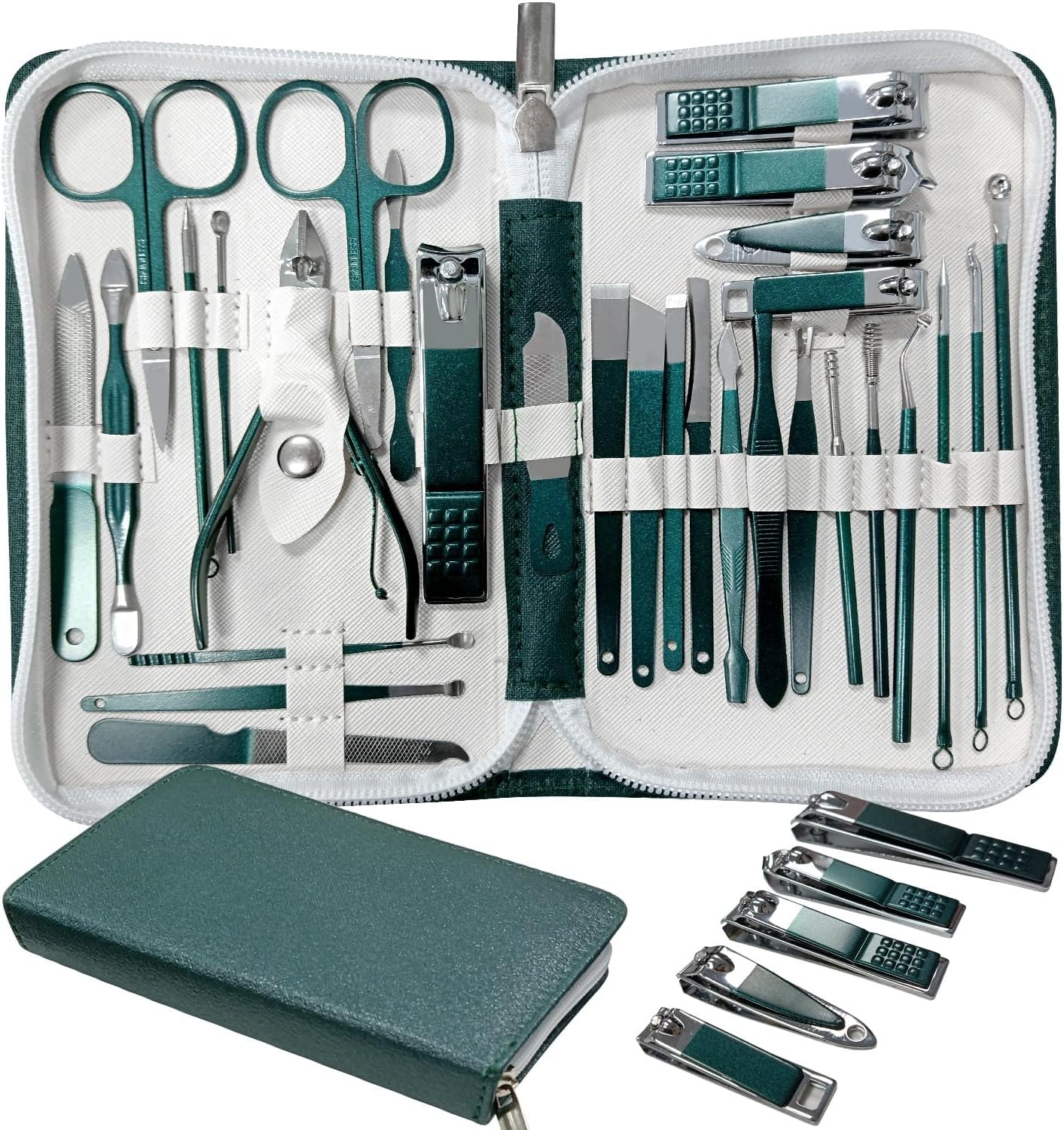 Manicure Set Professional Nail Clippers Pedicure Kit, 30 Pieces Stainless Steel Nail Care Tools Grooming Kit with Luxurious Travel Leather Case for Men and Women - Image 2