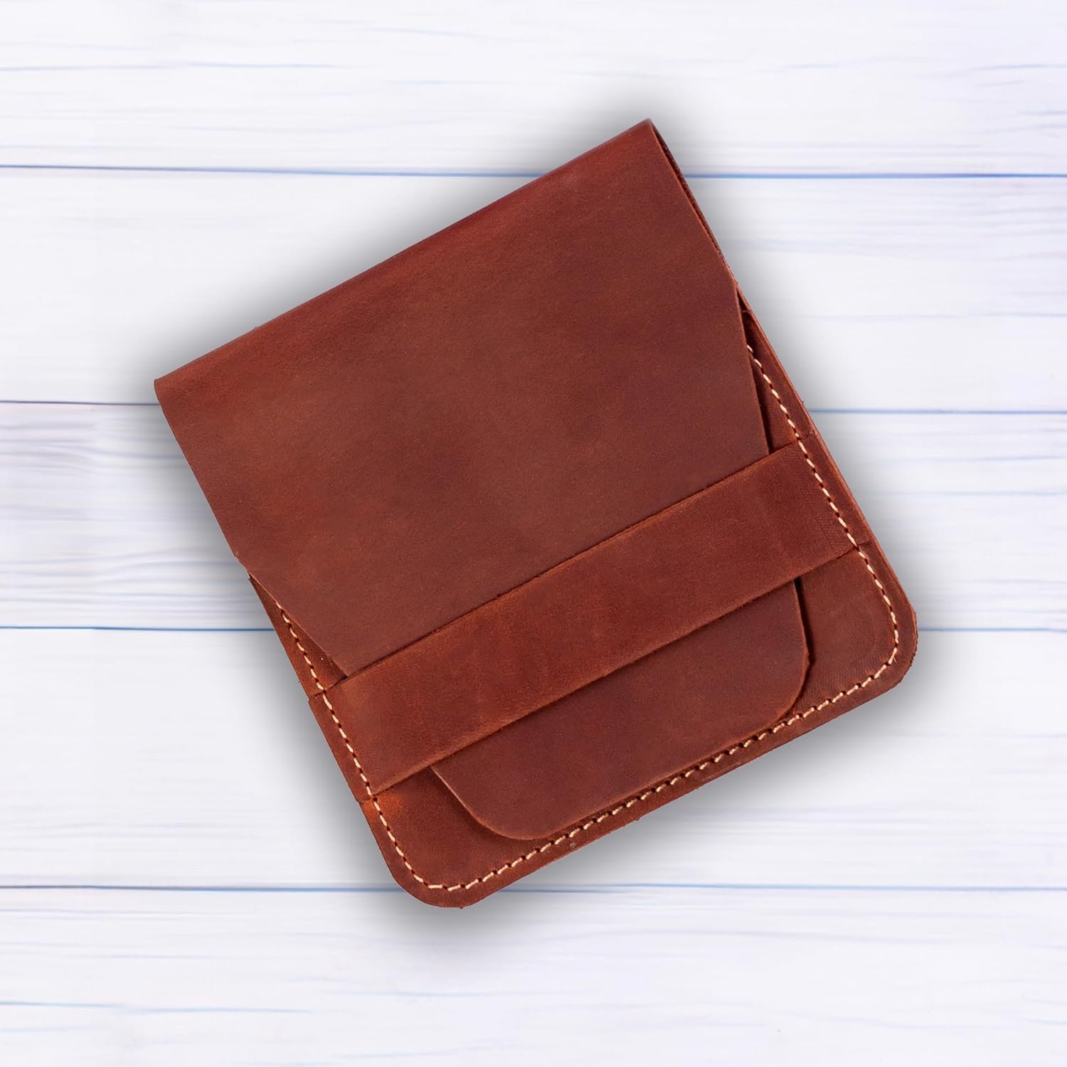 Leather Manicure Set Case Grooming Kit Organizer (Light Brown) - Image 2