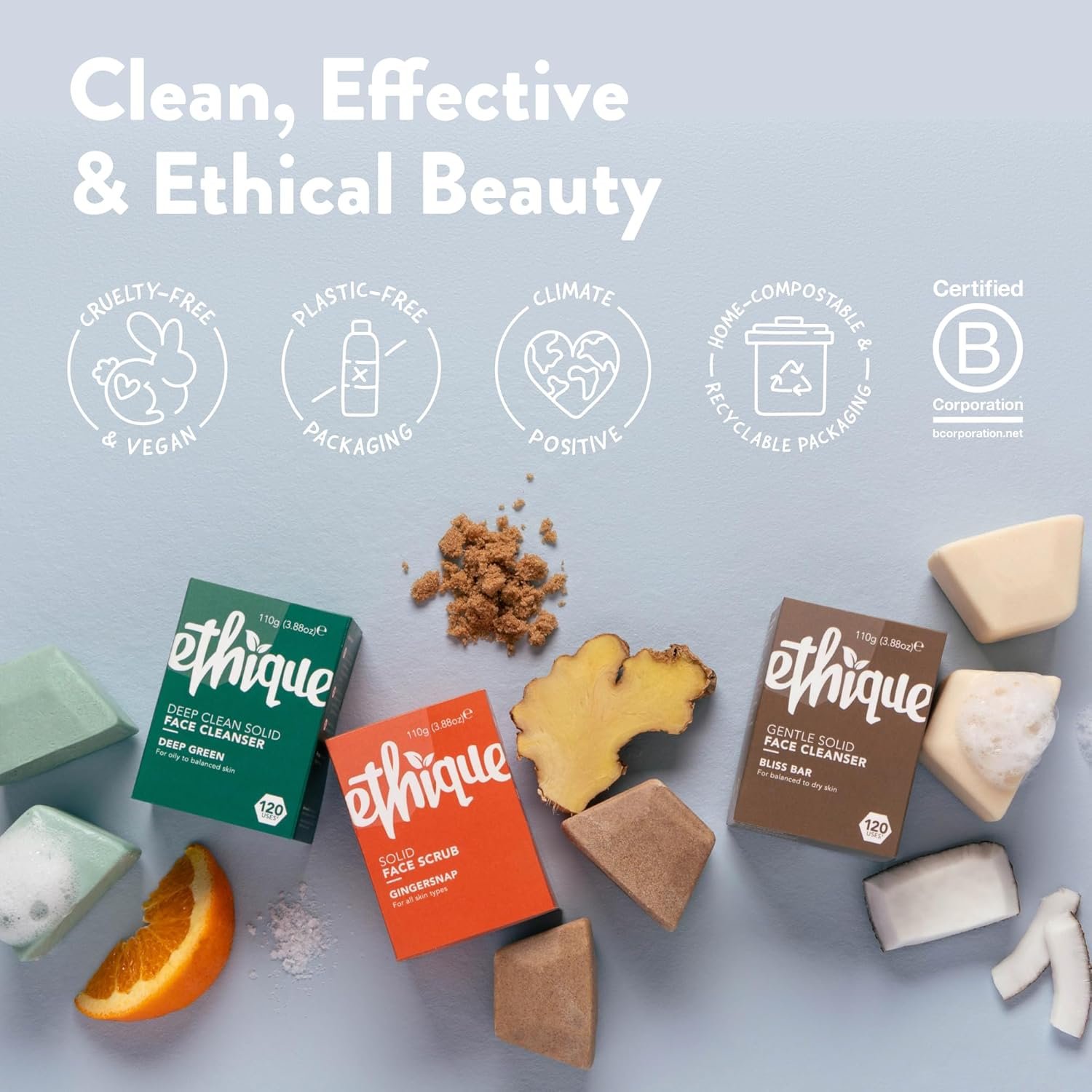 Ethique Gentle Solid Face Cleanser for Balanced to Dry Skin - Bliss Bar - Plastic-Free, Vegan, Cruelty-Free, Eco-Friendly, 3.88 oz (Pack of 1) - Image 8