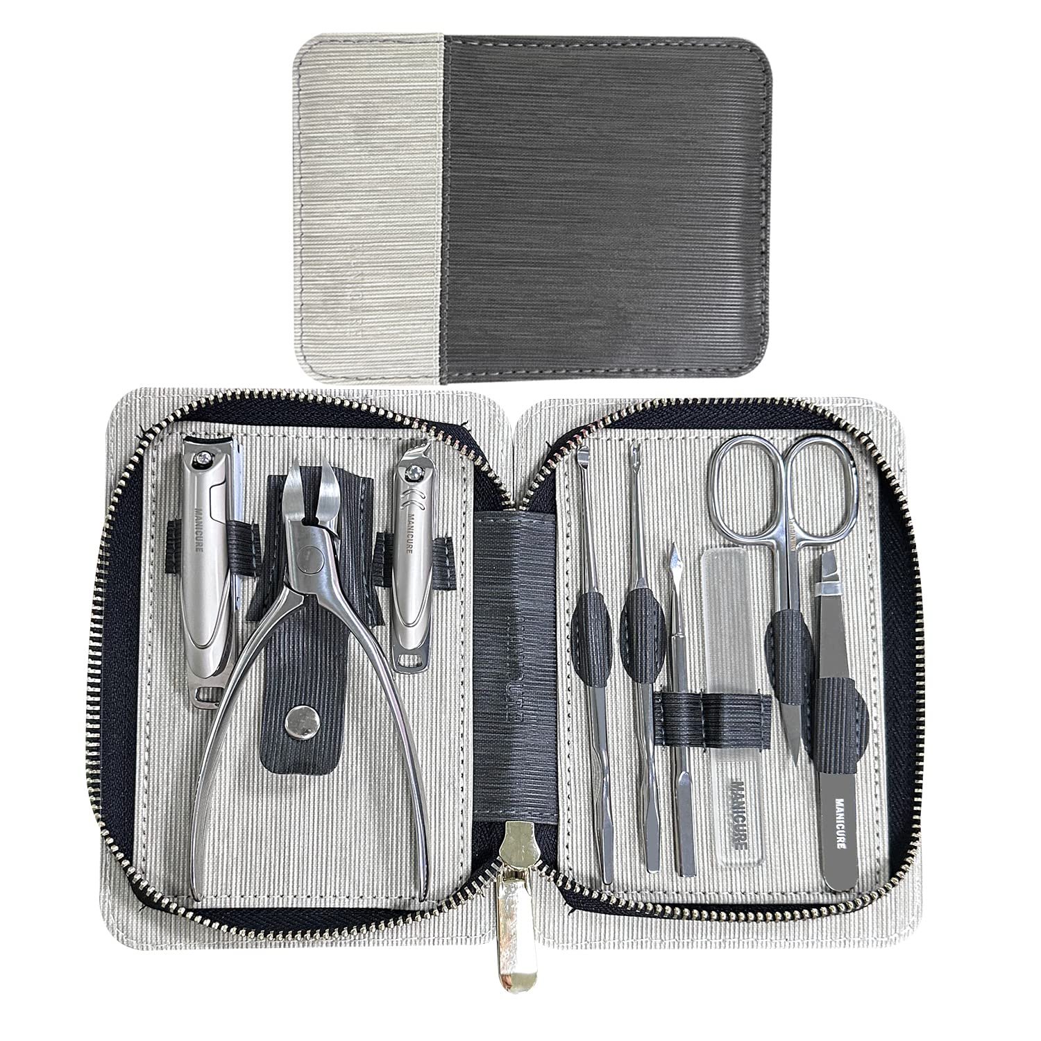 Manicure Set Professional 9 in 1 Nail Clippers Set, Stainless Steel Manicure kit with PU Leather Case, RedFlow Fingernail & Toenail Clippers Nail Kit, Grooming kit for Men(Black) - Image 9