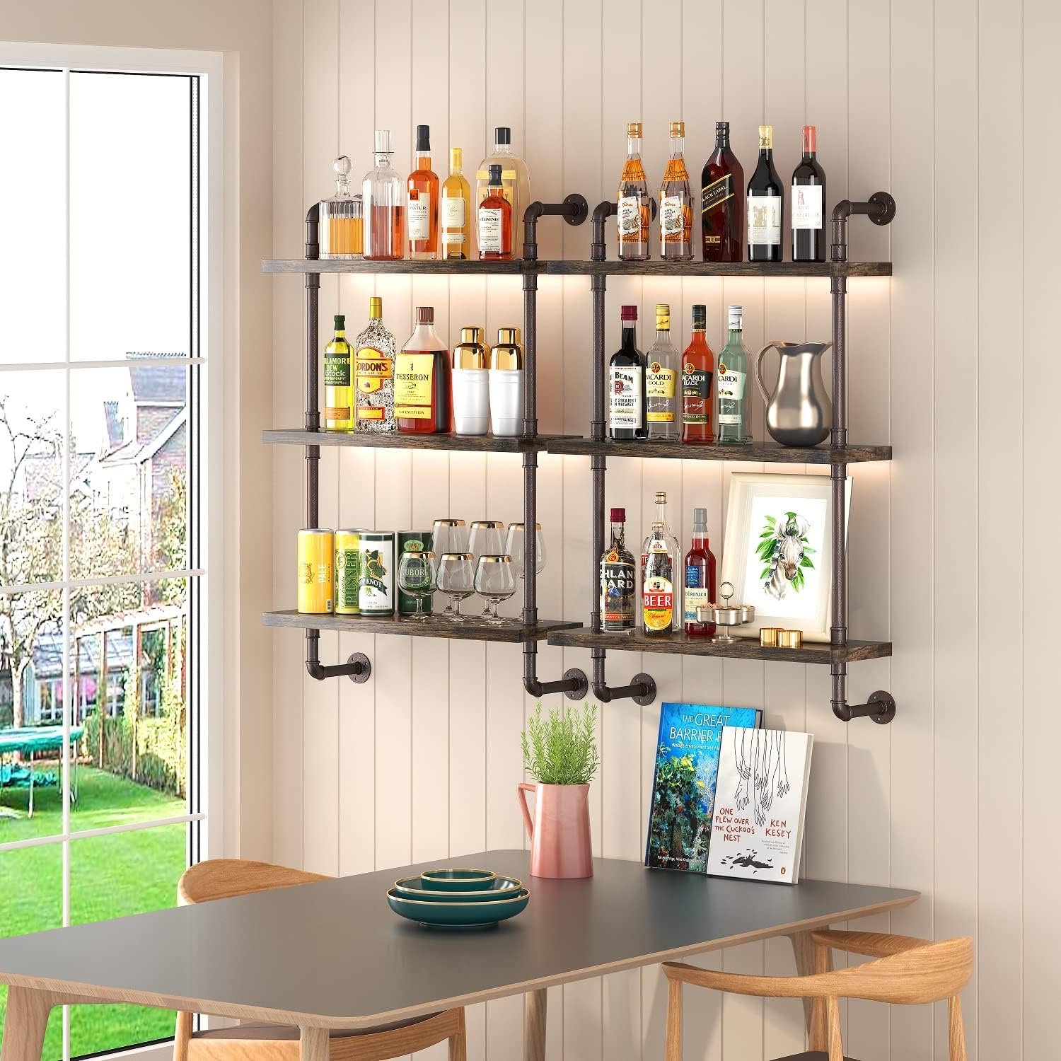 Helsin 3 Tier Industrial Pipe Shelf Rustic Wood Floating Shelves,Wall Display Bookshelf,Storage Rack Sundries Holder for Kitchen Office Bathroom Organization and Home Decor (24inch) - Image 6