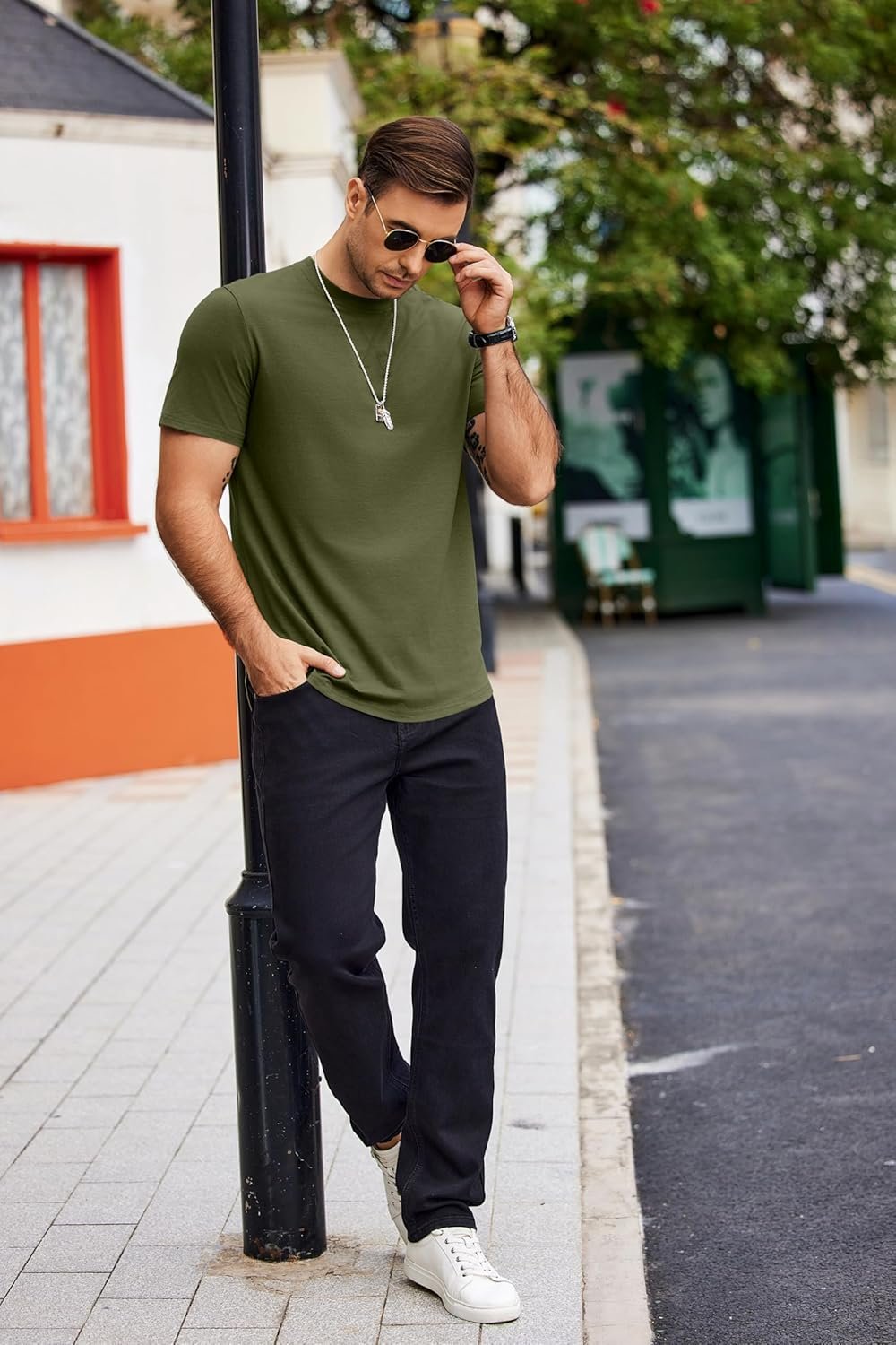 COOFANDY Mens T Shirts Casual Short Sleeve Cotton Tee Shirts Hipster Hip Hop Longline T-Shirt Basic Summer Tops - Image 4