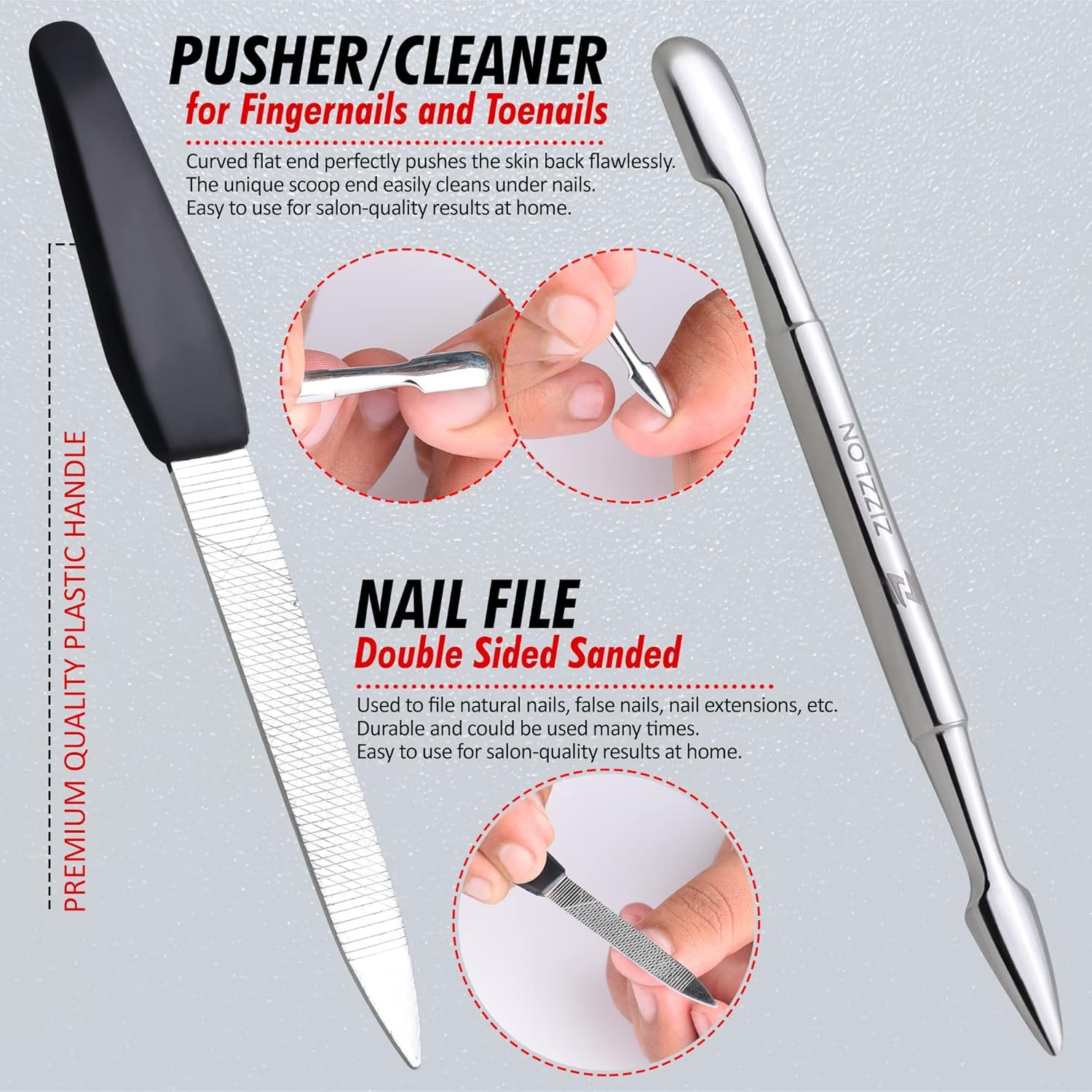 Manicure Set - Cuticle Scissors, Nail and Eyebrow Scissors, Nail Clippers, Cuticle Pusher, Nail File, Eyebrow Tweezers - Professional Mens Grooming Kit (7 in 1) - Image 7