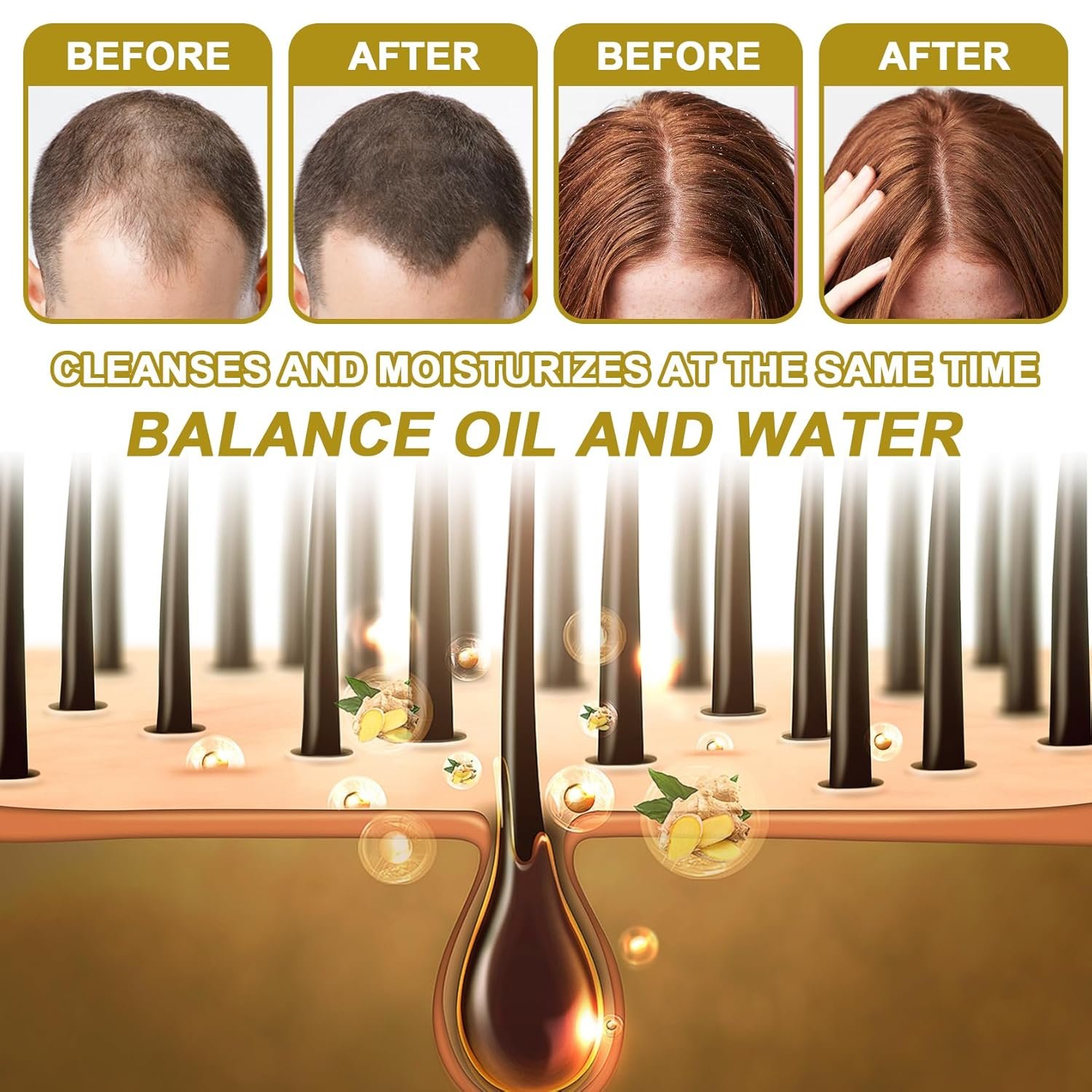 3PCS Ginger Shampoo Bar, Oil Control Refreshing Bars Shampoo for Men and Women, Multipurpose Gentle Moisturizing Cleansing Soap Bar for Face Hand Bath - Image 6