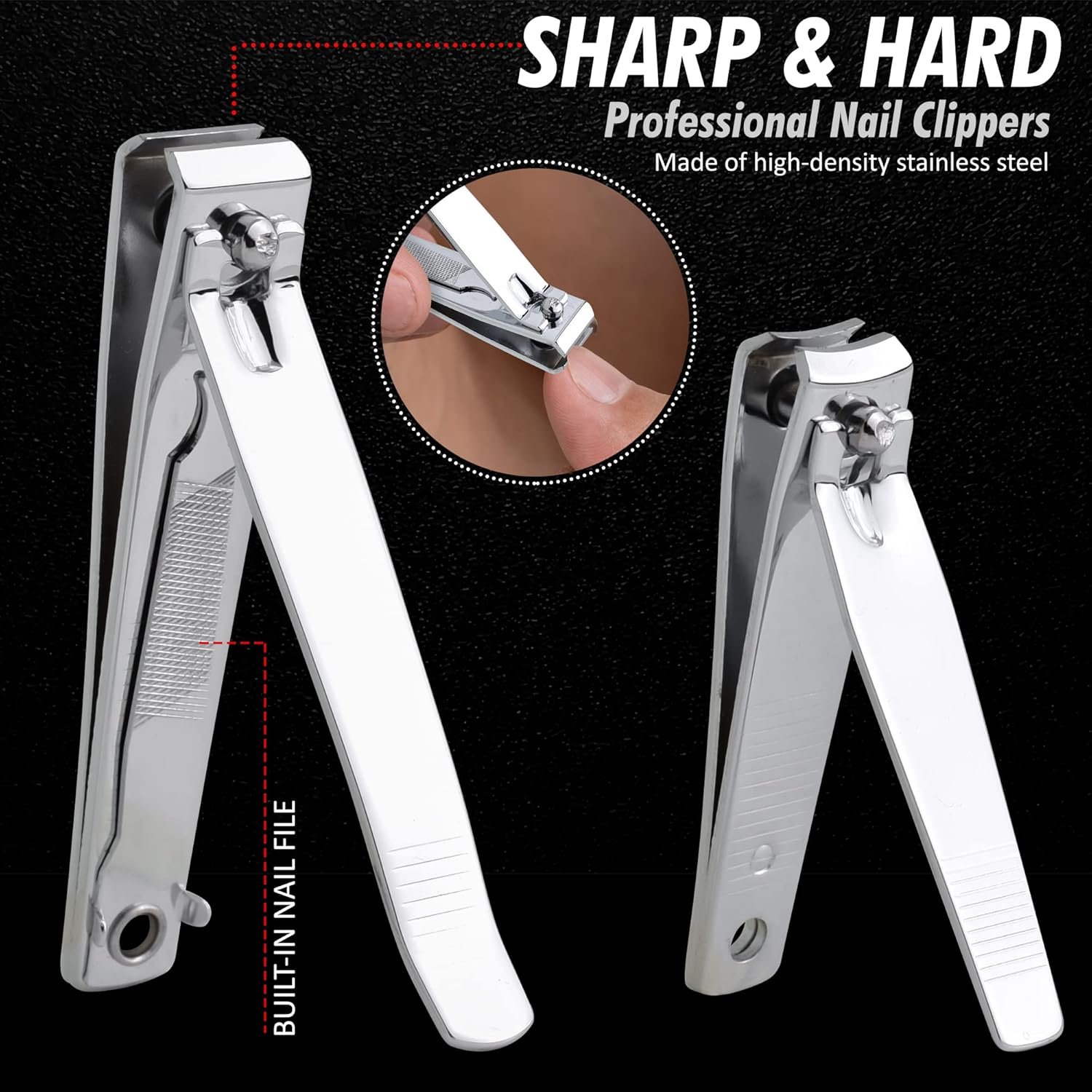 Manicure Set - Cuticle Scissors, Nail and Eyebrow Scissors, Nail Clippers, Cuticle Pusher, Nail File, Eyebrow Tweezers - Professional Mens Grooming Kit (7 in 1) - Image 6