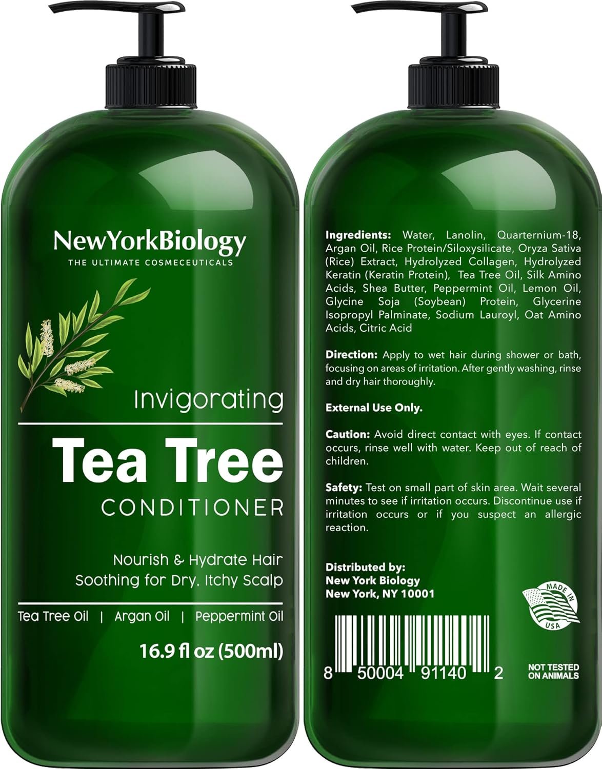 New York Biology Tea Tree Shampoo and Conditioner Set - Deep Cleanser - Relief for Dandruff and Dry Itchy Scalp - Therapeutic Grade - Helps Promote Hair Growth - 16.9 Fl Oz - Image 4