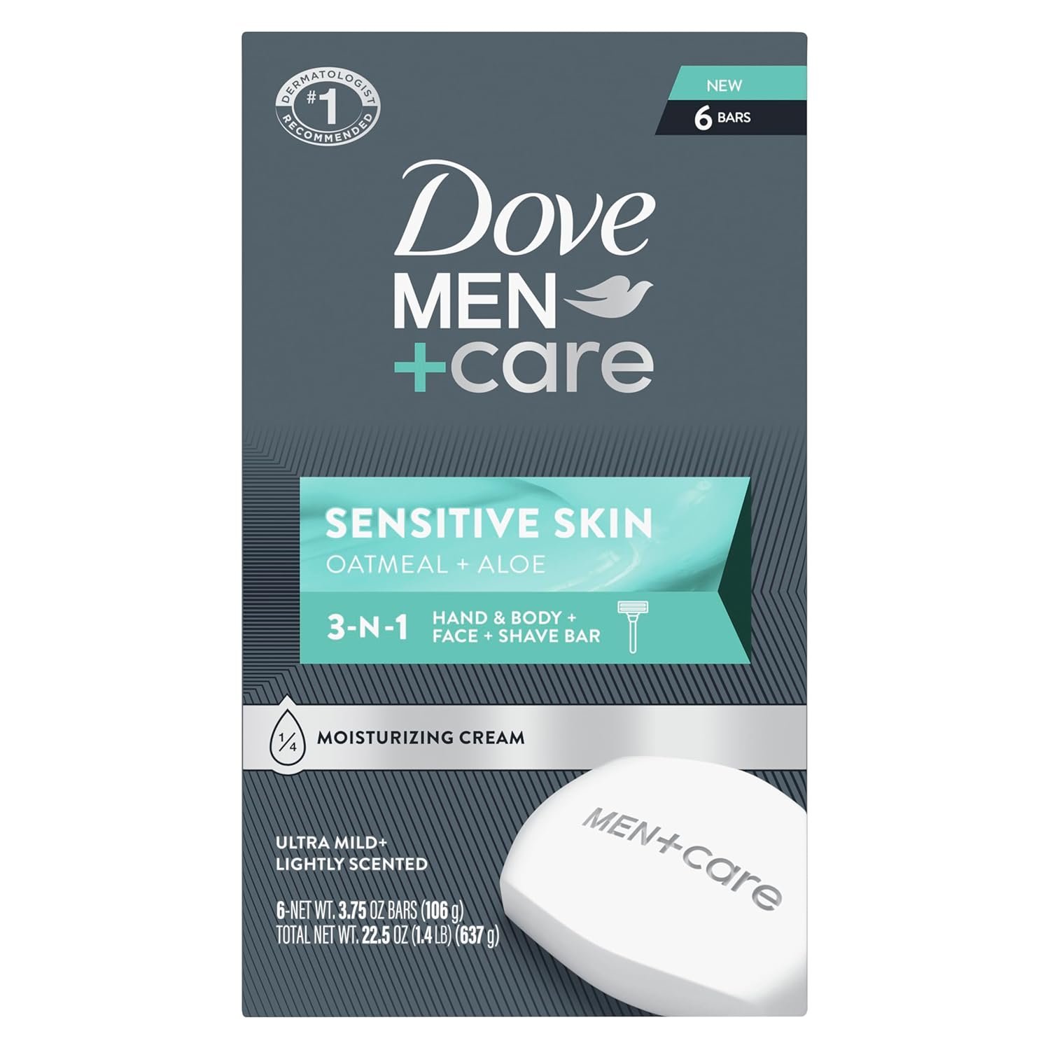 Dove Men+Care Hand & Body Face + Shave Bar Sensitive Skin 6 Count for sensitive skin 3.75 oz - Image 2