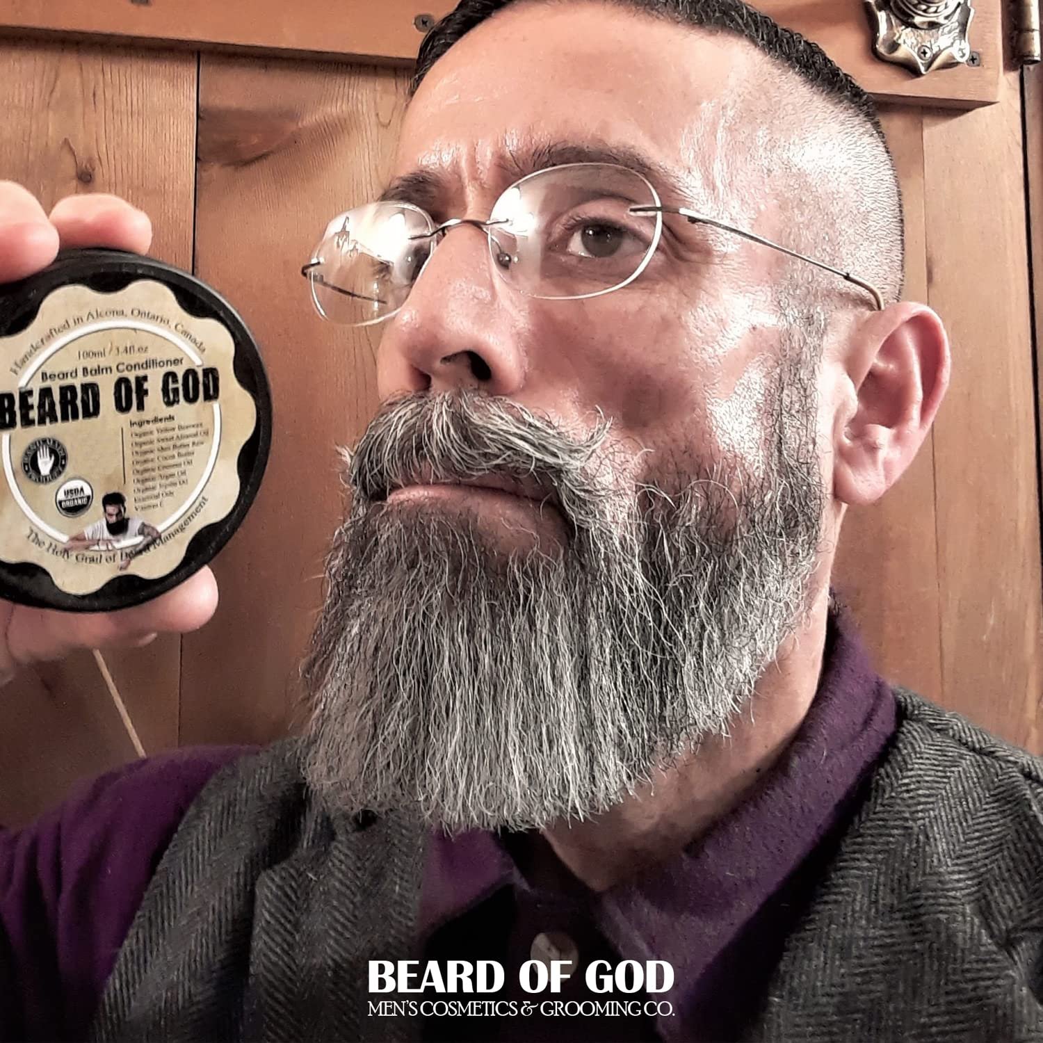 Vanilla Tobacco - 2oz Beard Balm Conditioner - Natural, Organic and Handcrafted in USA by Beard of God - Medium Hold, Low Sheen, Melts Easy in Hands, No Grittiness - Image 3