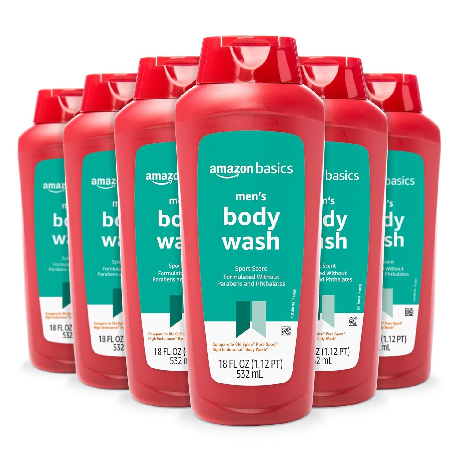 Amazon Basics Mens Soap Body Wash, Sport Scent, 18 Fluid Ounce, Pack of 6 - Image 2