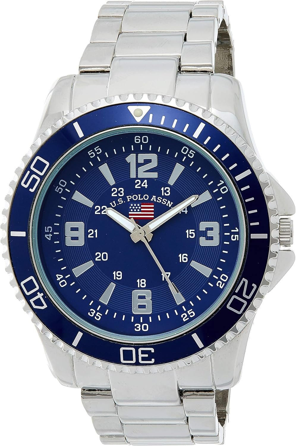 U.S. Polo Assn. Men's Silver Analog Quartz Watch with Blue Dial and Rotating Bezel – Classic Sport-Inspired Style with Bold Face Display Fits Wrists 5.5"-8" - Image 2