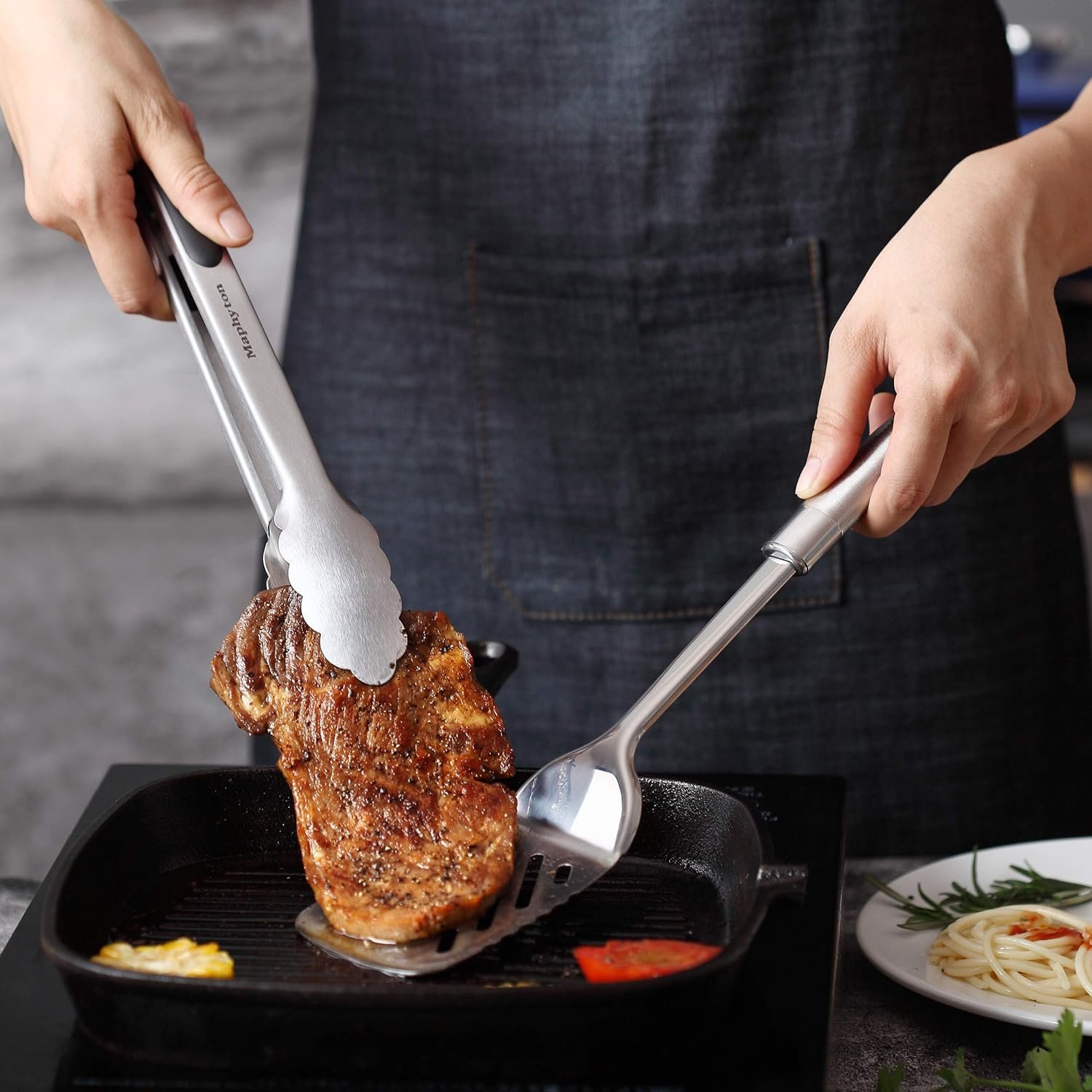 Cooking Utensil Set, 11 PCS Stainless Steel Kitchen Utensil Set, Nonstick Kitchen Gadgets Cookware Set with Spatula - Image 7