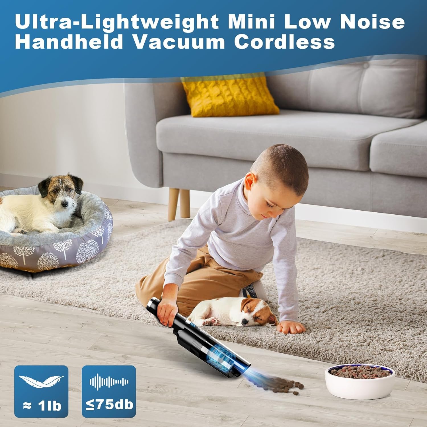 Handheld Vacuum Cordless, Portable Car Vacuum with 2-Speed, 10KPA Powerful Suction Vacuum Cleaner with Charging Dock, Lightweight 4-in-1 Mini Hand Held Vacuum for Car Home Pet Office and Pet Hair 115B - Image 7