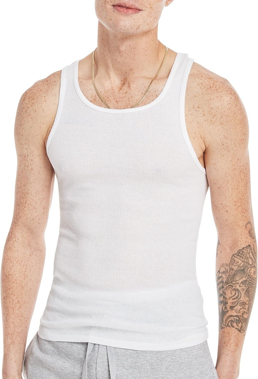 Hanes Men's, Moisture-Wicking Ribbed, Lightweight Cotton Tank Undershirts, Multi-Pack - Image 4