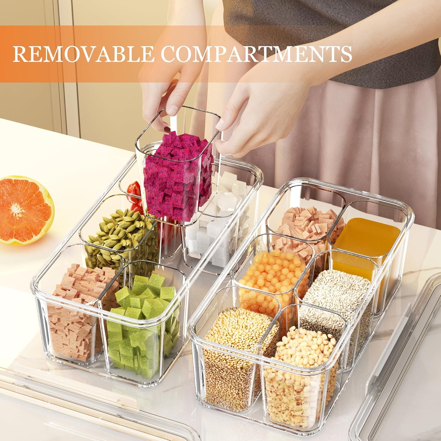 MineSign 3Pack Snackle Box Container Set Divided Food Serving Tray with Handle Clear Snack Platters for Candy, Fruits, Nuts Portable Storage Container for Meal Prep, Travel, Parties - Image 5