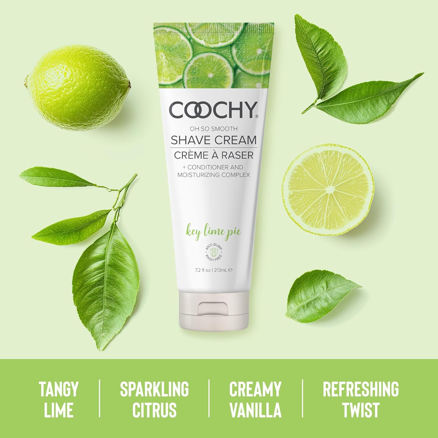 Coochy Shave Cream - Moisturizing Shave Lotion - Gentle Intimate Shaving Cream - For Bikini Area, Underarms, Legs & More - Rash-Free, Hydrating Formula - Key Lime Pie 12.5floz/ 370mL - Image 6