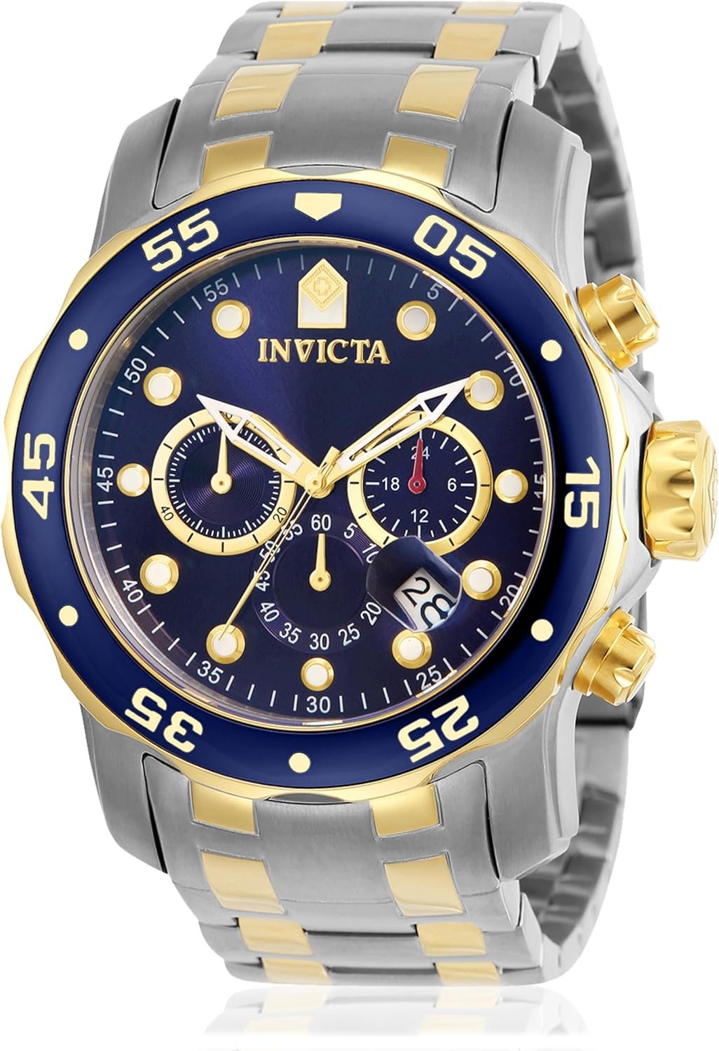 Invicta Men's Pro Diver Scuba 48mm Two Tone Stainless Steel Chronograph Quartz Watch, TT/Blue (Model: 0077) - Image 2