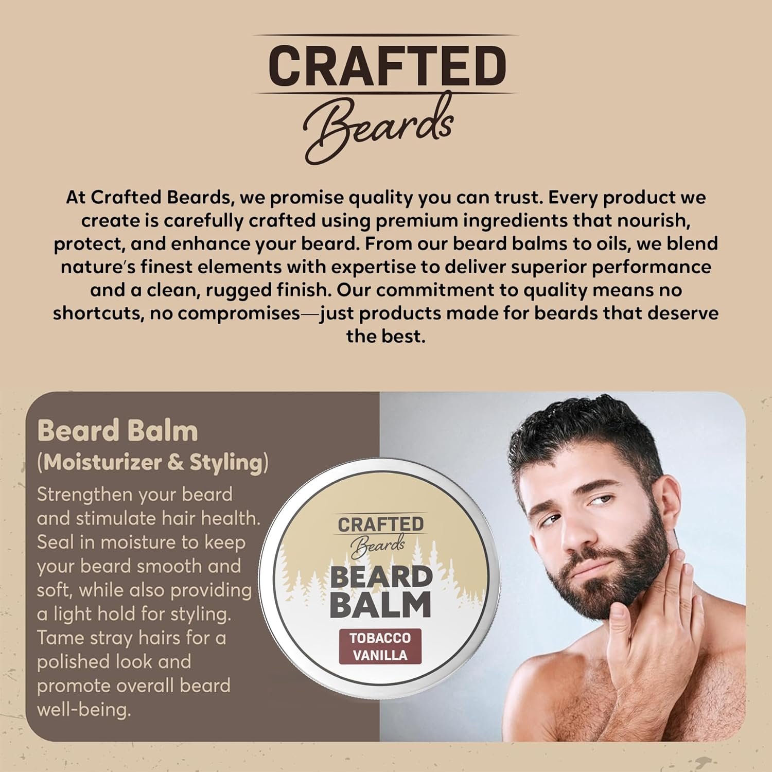 Beard Balm - Tobacco Vanilla Scent - 2oz Tin - Beard Wax - Light Hold - (TV) - Image 5