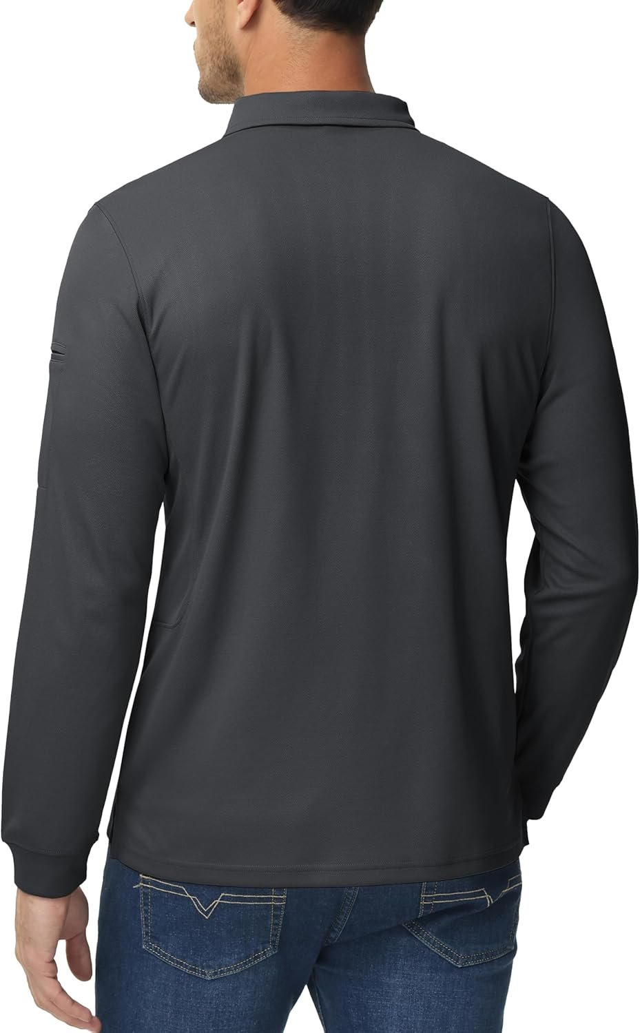 MAGCOMSEN Men's Polo Shirts 3 Button Quick Dry Performance Long Sleeve Tactical Shirts Pique Jersey Golf Shirt - Image 6