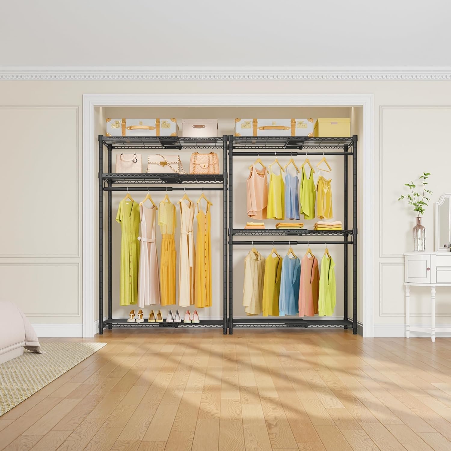 VIPEK X1 Expandable Clothes Rack Heavy Duty Adjustable from 2' to 3'5" with Adjustable Shelves and Hanger Rods, Reach-in & Walk-in Closets Metal Garment Racks Portable Closet, Black - Image 5