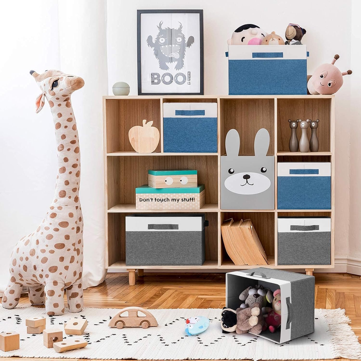 GhvyenntteS Large Fabric Storage Bins with 3 Handles, 15x11x9.6 Inch Storage Baskets for Shelves, Foldable Closet Storage Bins for Shelves, Closet Organizers and Storage Boxes 3 Pack - Image 8