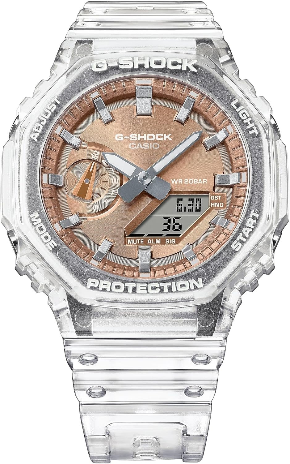 Casio G-Shock Octagonal Rose Gold Dial Translucent Resin Watch GA2100BM-7A5 - Image 3