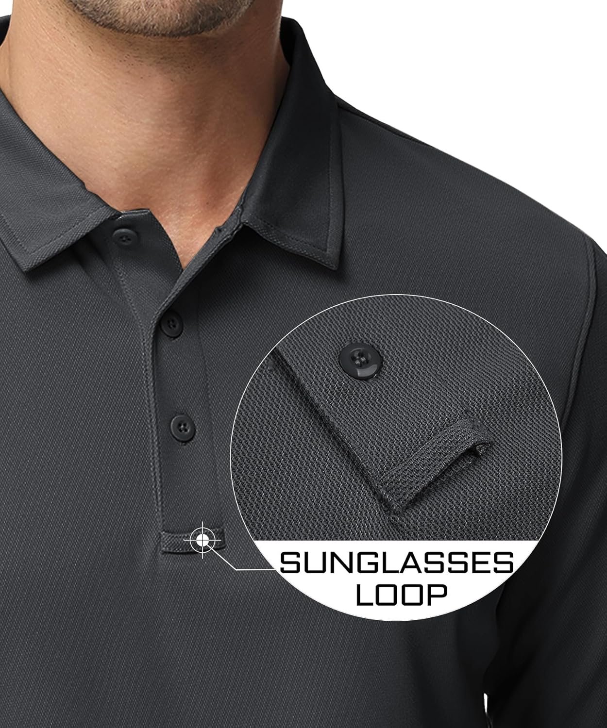 MAGCOMSEN Men's Polo Shirts 3 Button Quick Dry Performance Long Sleeve Tactical Shirts Pique Jersey Golf Shirt - Image 4