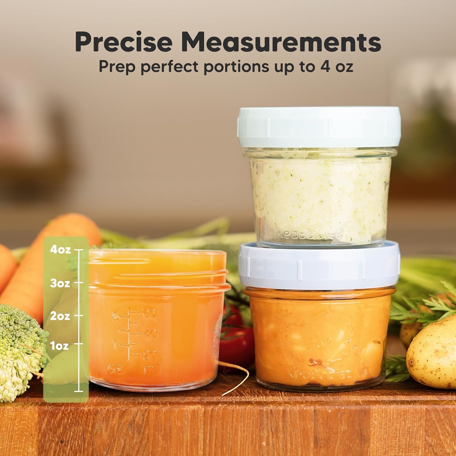 KeaBabies 6pk 4oz Glass Baby Food Containers with Lids - Leak-Proof, Microwavable Small Glass Jars, Baby Purees & Toddler Snack Storage Containers, BPA-Free, Dishwasher & Freezer Safe (Nord) - Image 4