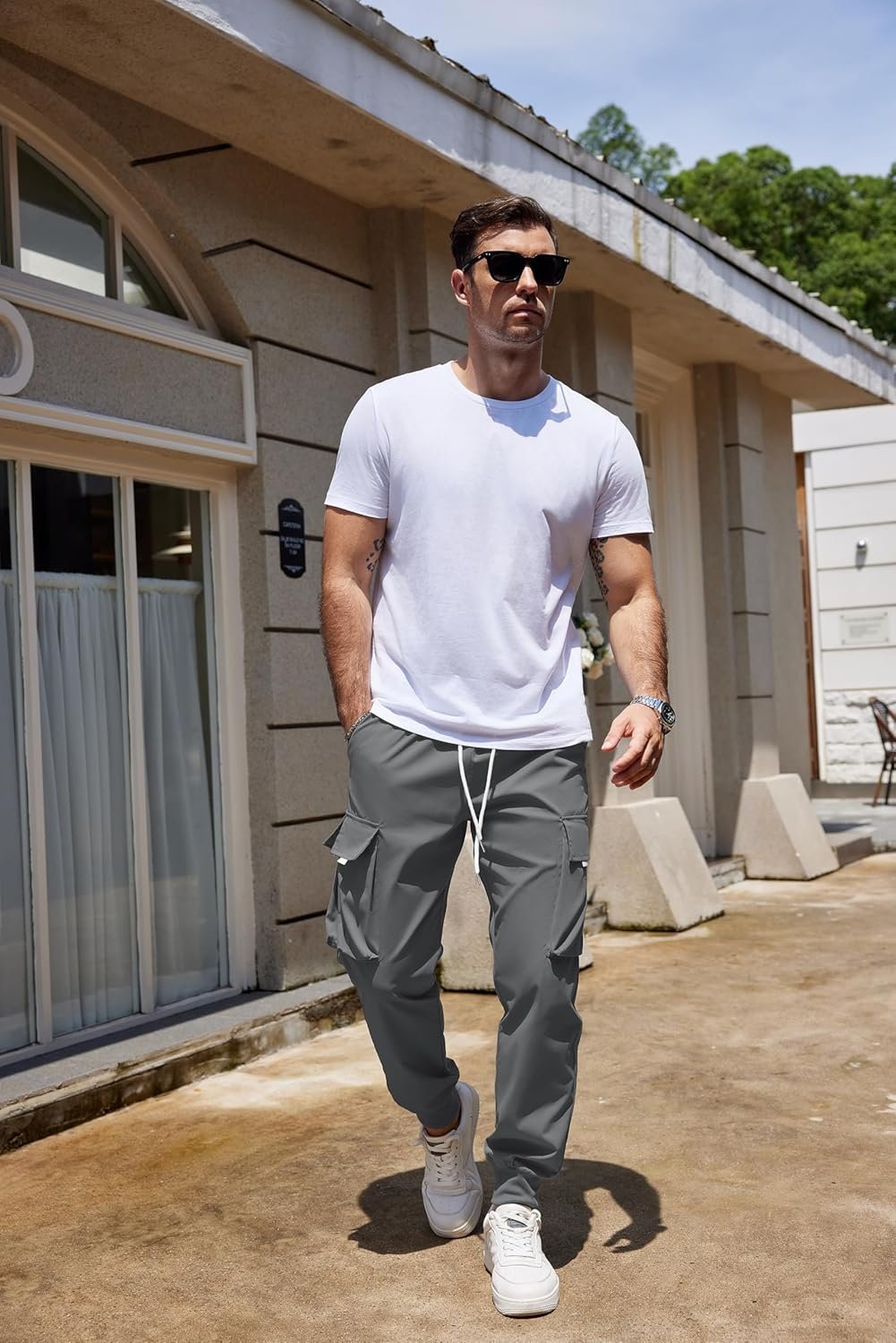 COOFANDY Men's Cargo Joggers Drawstring Jogger Cargo Pants Fashion Tapered Pants with Multi Pockets - Image 3