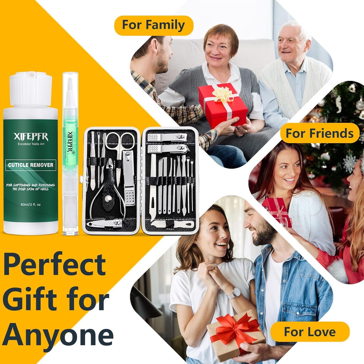 Manicure Set - Cuticle Remover Cream, 19Pcs Nail Clipper Pedicure Kit, Professional Grooming Kit with Black Luxurious Travel Case, Stainless Steel Nail Kit for Men Women, Gifts for Women - Image 10