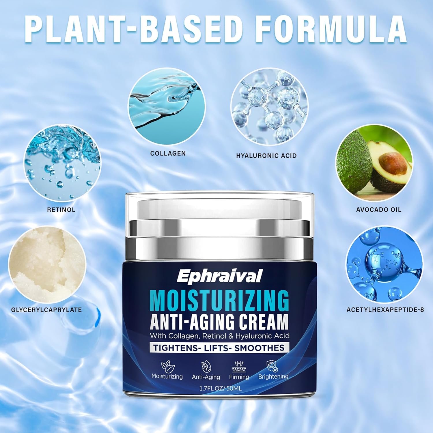 Retinol Anti-Aging Cream for Men: Moisturizing Face Cream with Hyaluronic Acid Vitamin E Peptides - Reduces Wrinkles Firms Skin Lightweight Formula 1.7 fl oz - Image 4