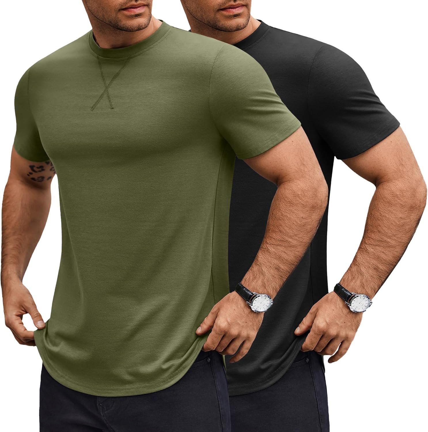 COOFANDY Mens T Shirts Casual Short Sleeve Cotton Tee Shirts Hipster Hip Hop Longline T-Shirt Basic Summer Tops - Image 2