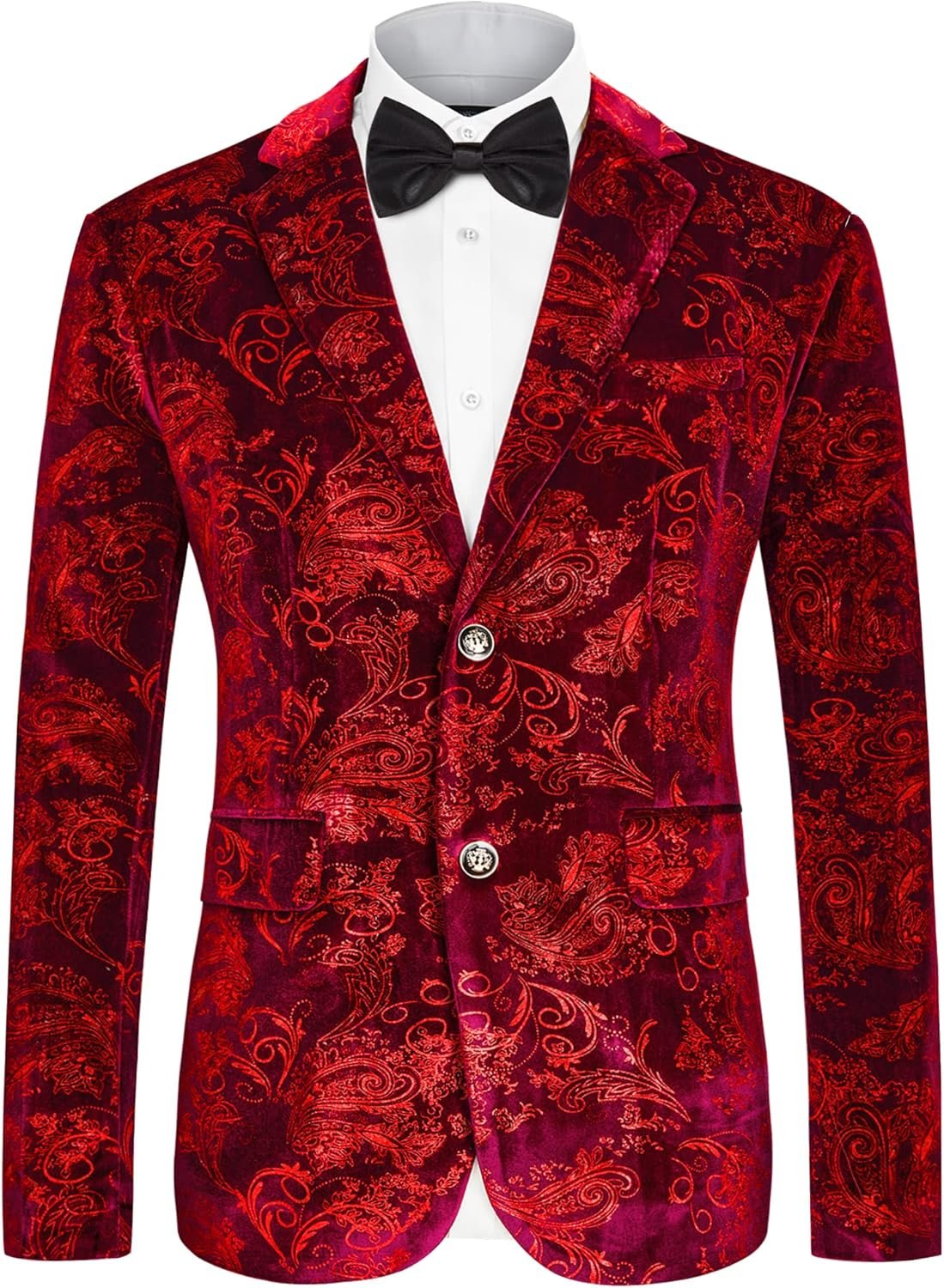 MAGE MALE Men's Dress Party Floral Suit Jacket Notched Lapel Slim Fit Two Button Stylish Blazer - Image 2