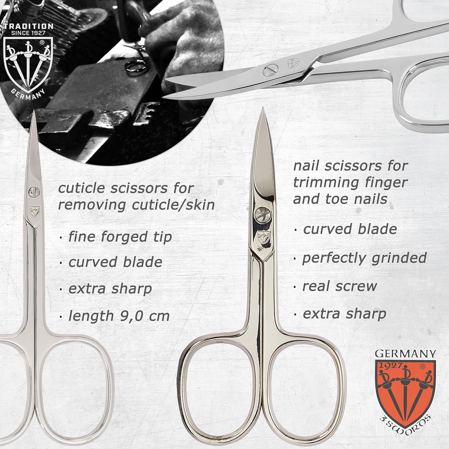 3 Swords Germany - brand quality 7 piece manicure pedicure grooming kit set for professional finger & toe nail care scissors clipper fashion leather case in gift box, Made by 3 Swords Germany (6288) - Image 3