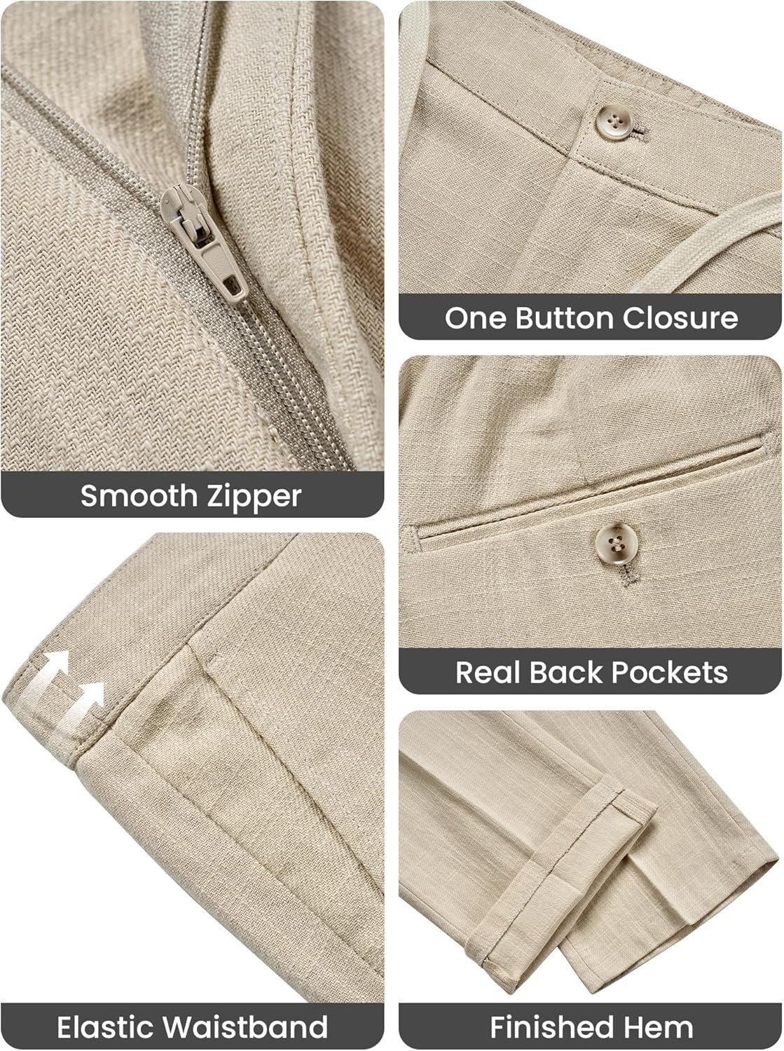 MAGE MALE Men's 2 Piece Linen Suits Set Casual Lightweight Blazer Jacket and Pants for Wedding Business Prom - Image 4