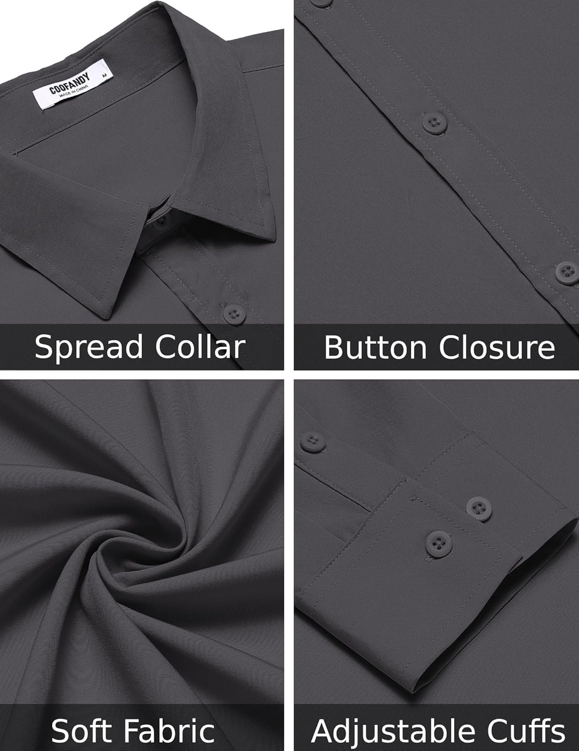 COOFANDY Men's Long Sleeve Button Down Dress Shirts Casual Business Casual Shirt Wrinkle Free Untucked Shirts - Image 7