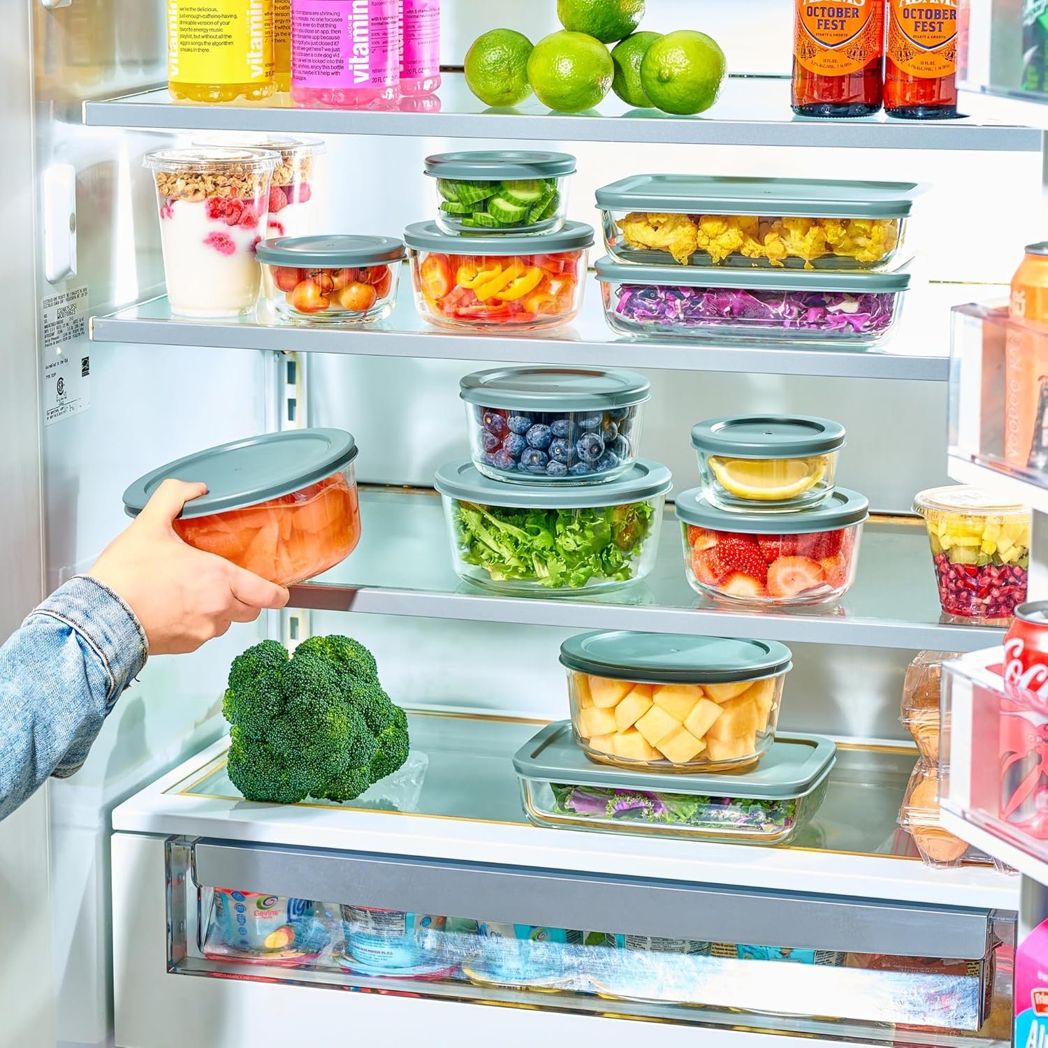 24pc Set Glass Food Storage Containers & Bowls with Airtight Lids - Leakproof BPA-Free Meal Prep Airtight Stackable Lunch Boxes, Kitchen Pantry & Storage Organizers - Microwave Freezer Dishwasher Safe - Image 4