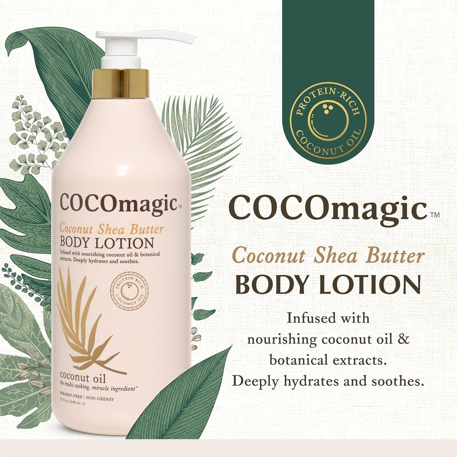 Cocomagic Coconut Shea Butter Body Lotion | Deeply Hydrating & Non-Greasy Moisturizer for Soft, Smooth Skin | Paraben-Free & Gentle for All Skin Types (32 Fl Oz) - Image 4
