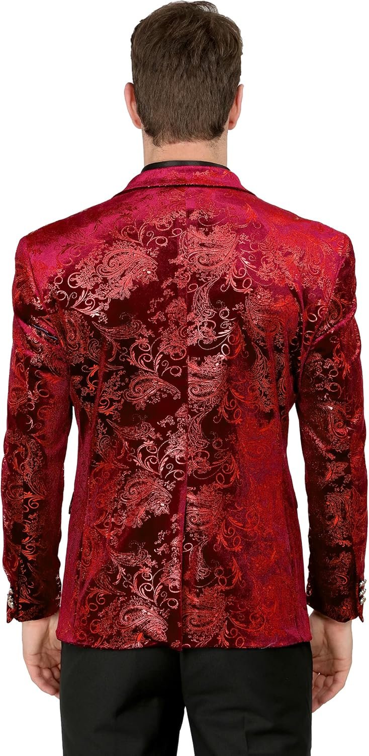 MAGE MALE Men's Dress Party Floral Suit Jacket Notched Lapel Slim Fit Two Button Stylish Blazer - Image 7