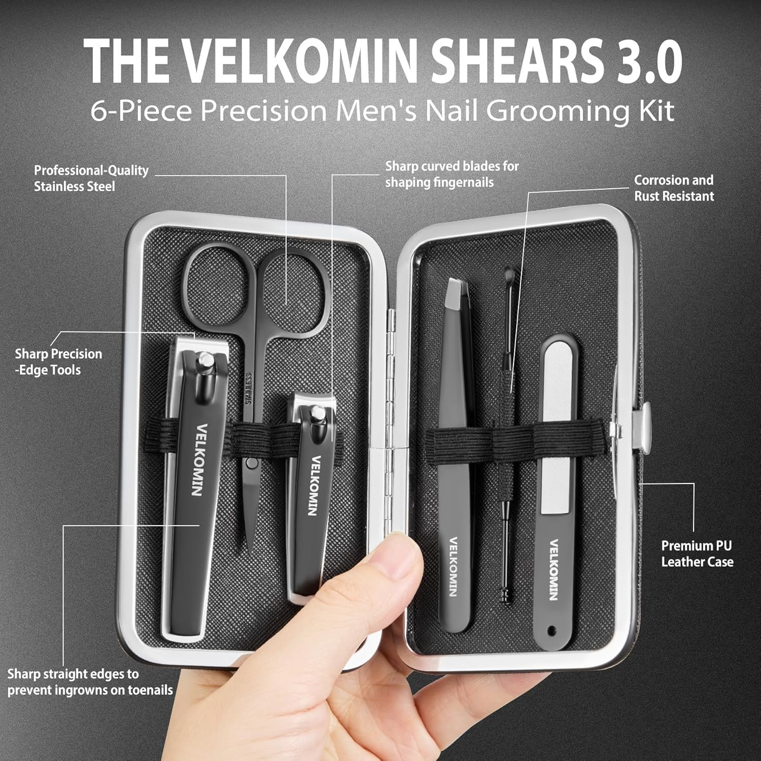 Nail Clipper Set, 6 Pcs Toenail Clippers, Stocking Stuffers for Men Women, Ultra-Sharp and Durable Manicure Kit, 18-Month Replacement Warranty! - Image 4