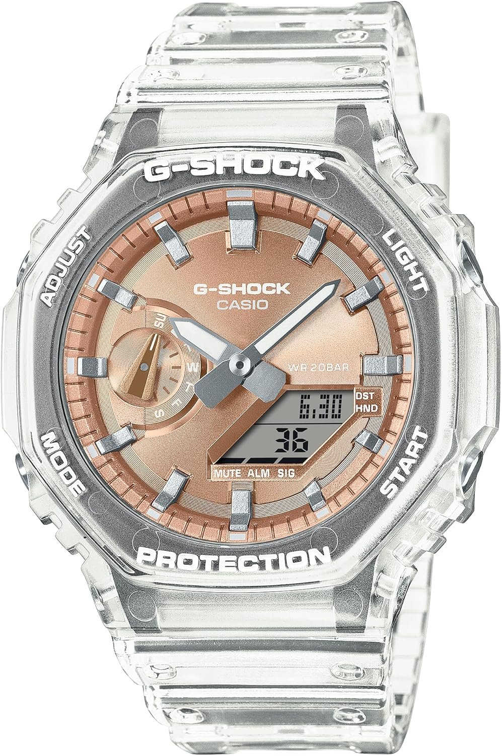 Casio G-Shock Octagonal Rose Gold Dial Translucent Resin Watch GA2100BM-7A5 - Image 2