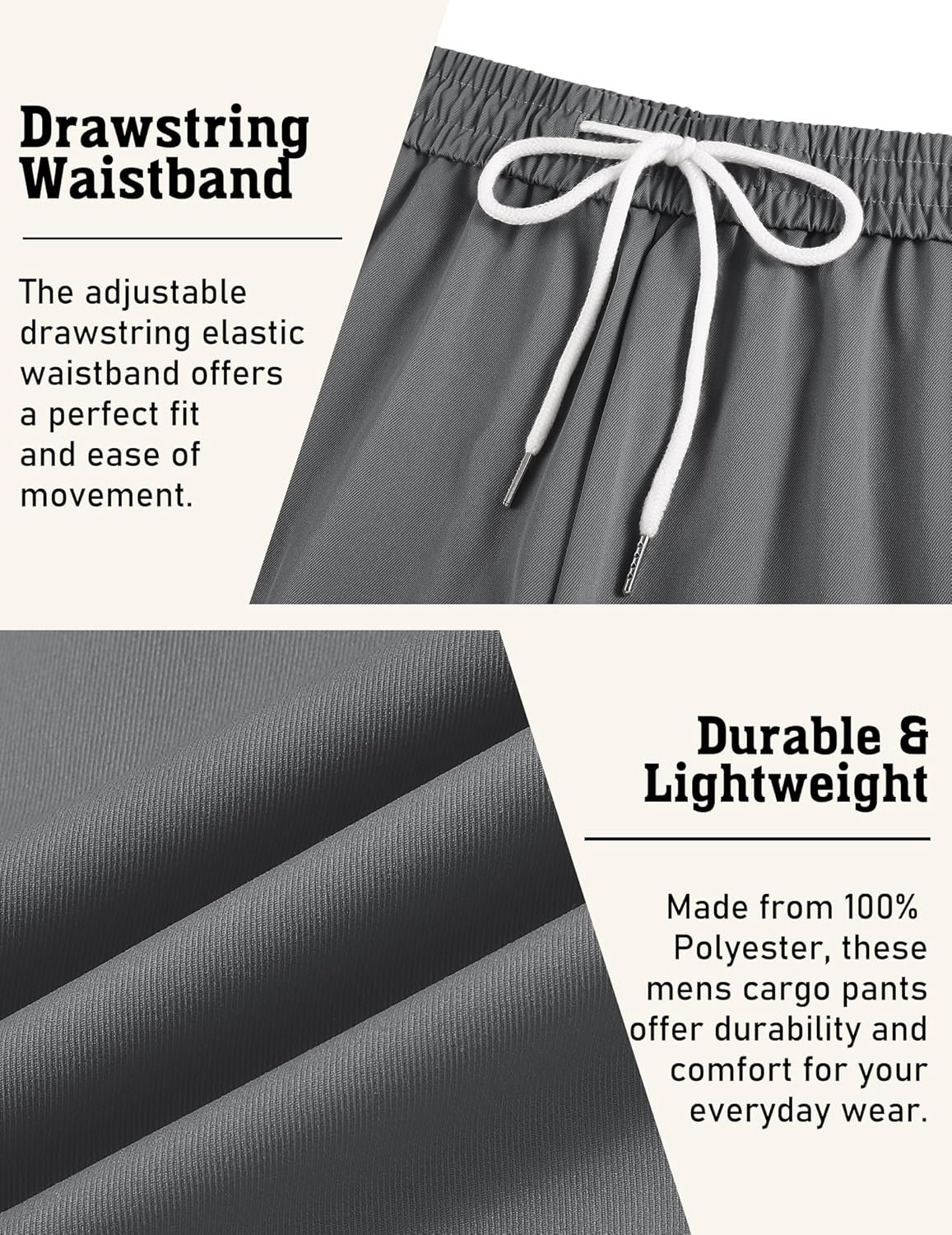 COOFANDY Men's Cargo Joggers Drawstring Jogger Cargo Pants Fashion Tapered Pants with Multi Pockets - Image 5